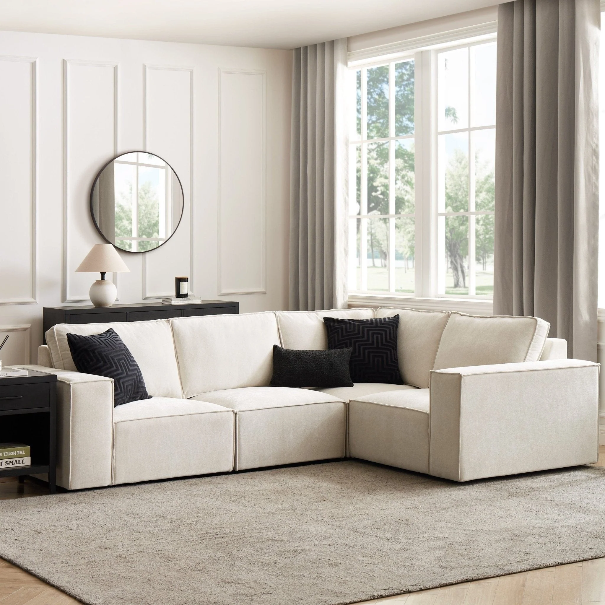 Brooklyn Small Right Hand L-Shape Sofa - Ivory - Image 2
