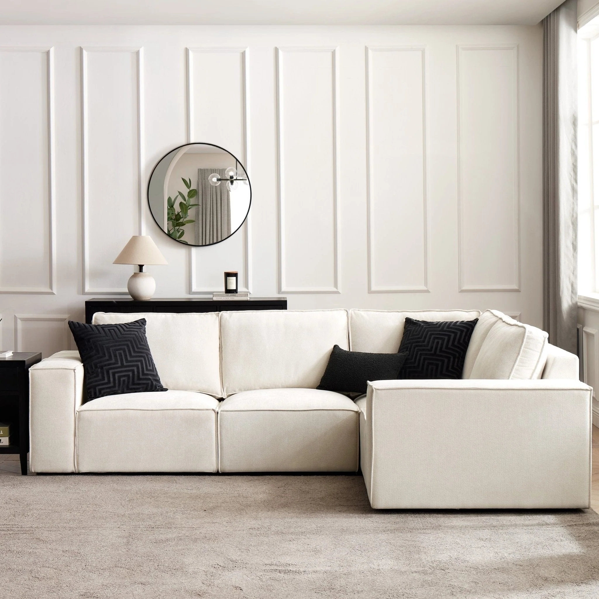 Brooklyn Small Right Hand L-Shape Sofa - Ivory - Image 4