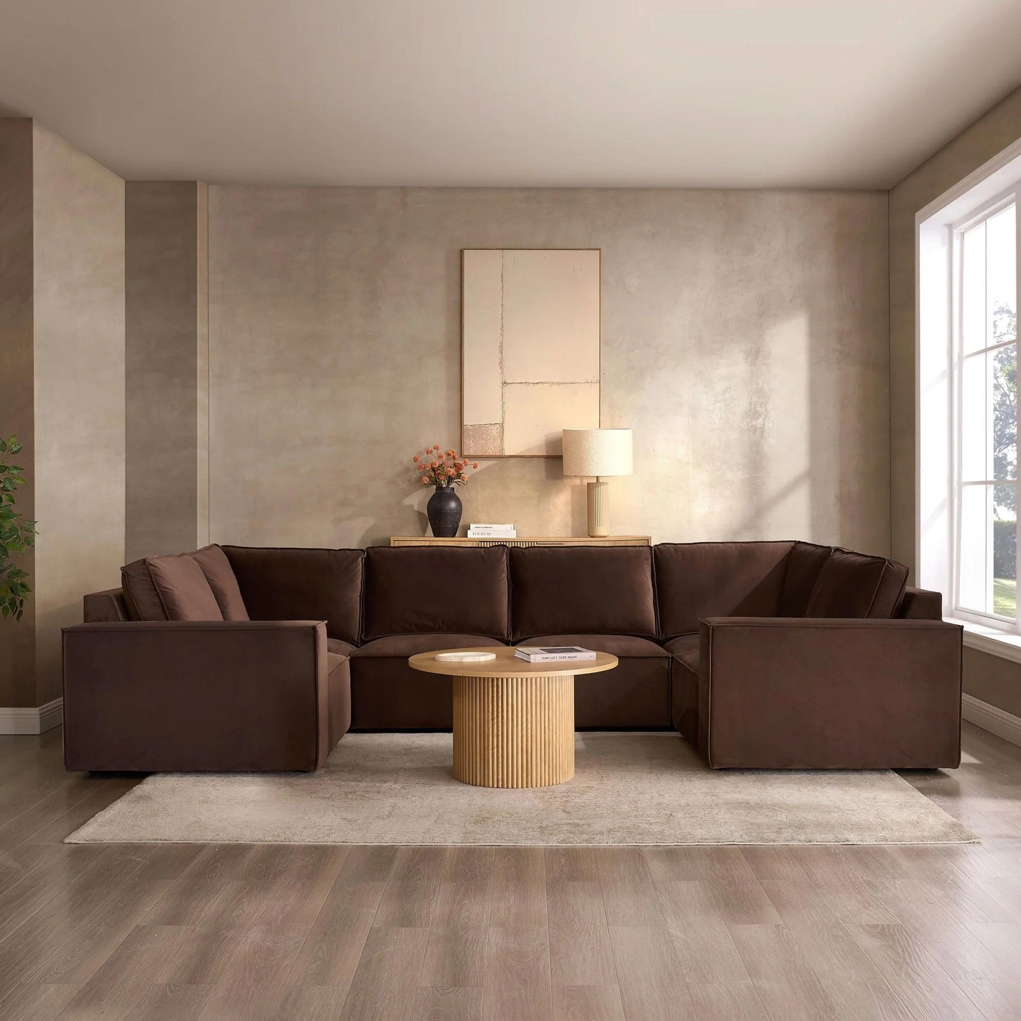 Brooklyn U-Shape Sofa - Cappuccino