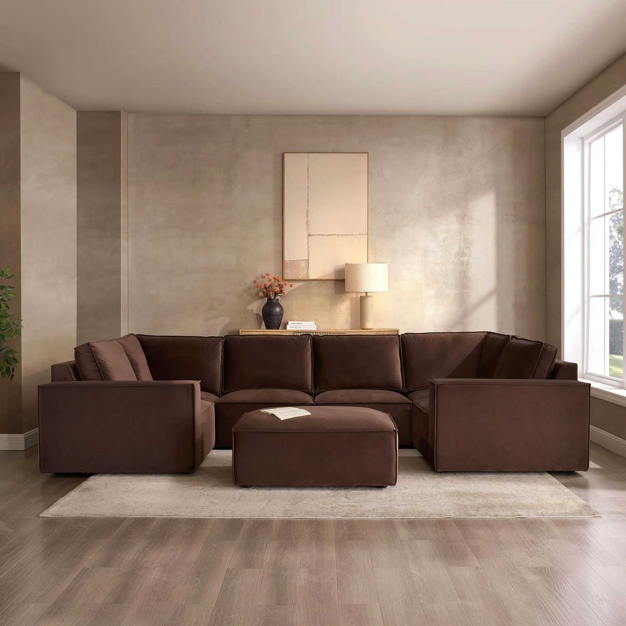 Brooklyn U-Shape Sofa - Cappuccino - Image 2