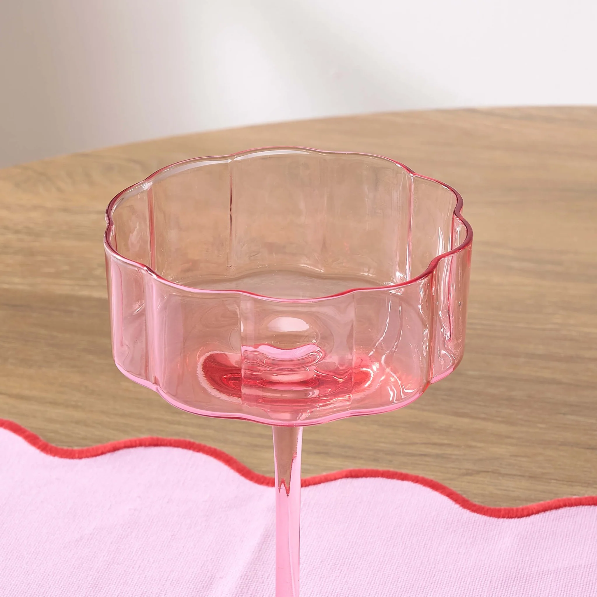 Brynn Scalloped Edge Glass Coupes - Set of 4 - Pink - Image 3