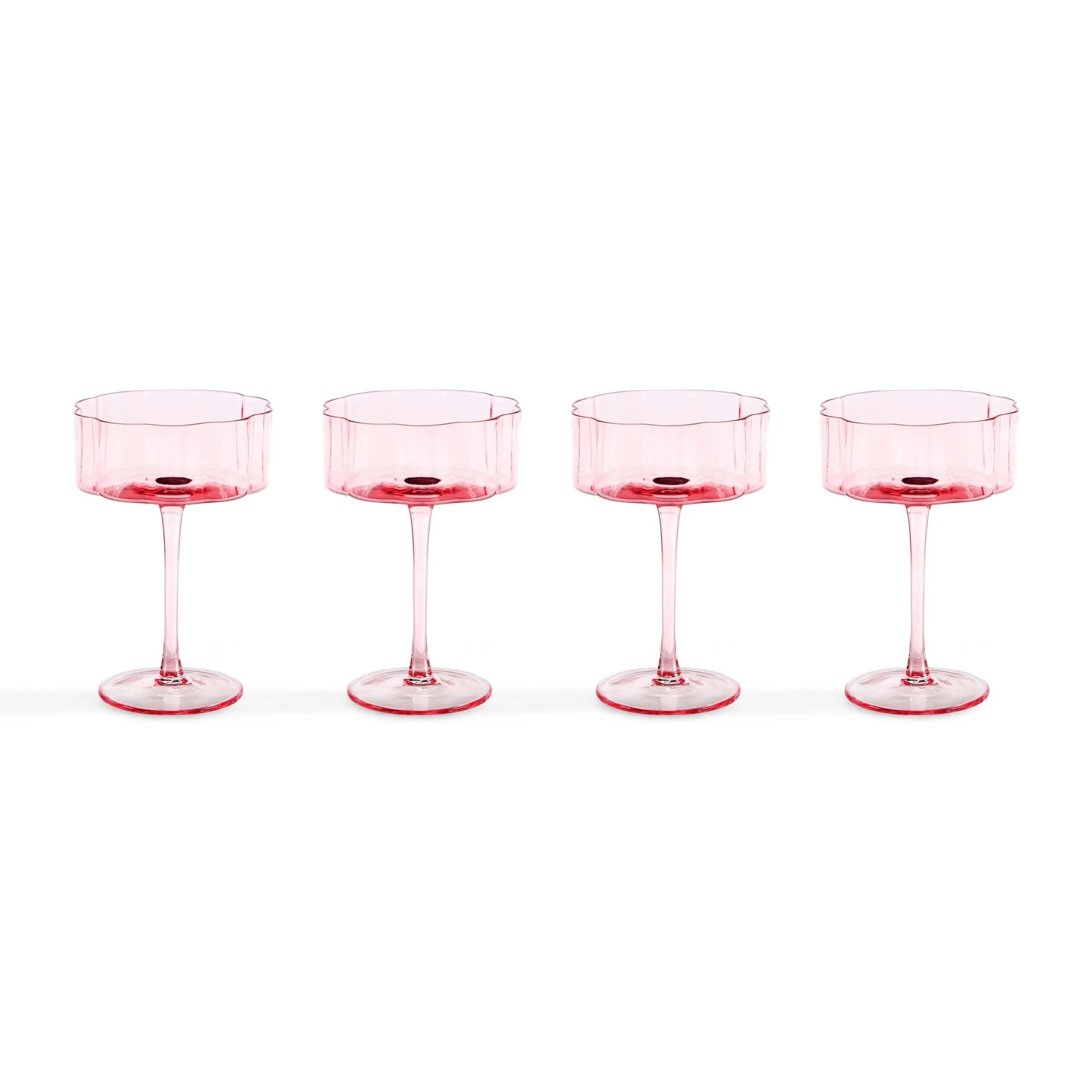 Brynn Scalloped Edge Glass Coupes - Set of 4 - Pink - Image 4