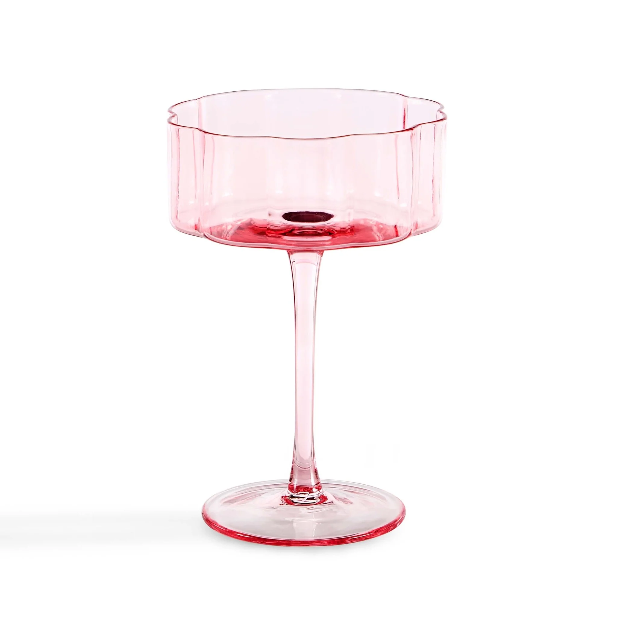 Brynn Scalloped Edge Glass Coupes - Set of 4 - Pink - Image 5