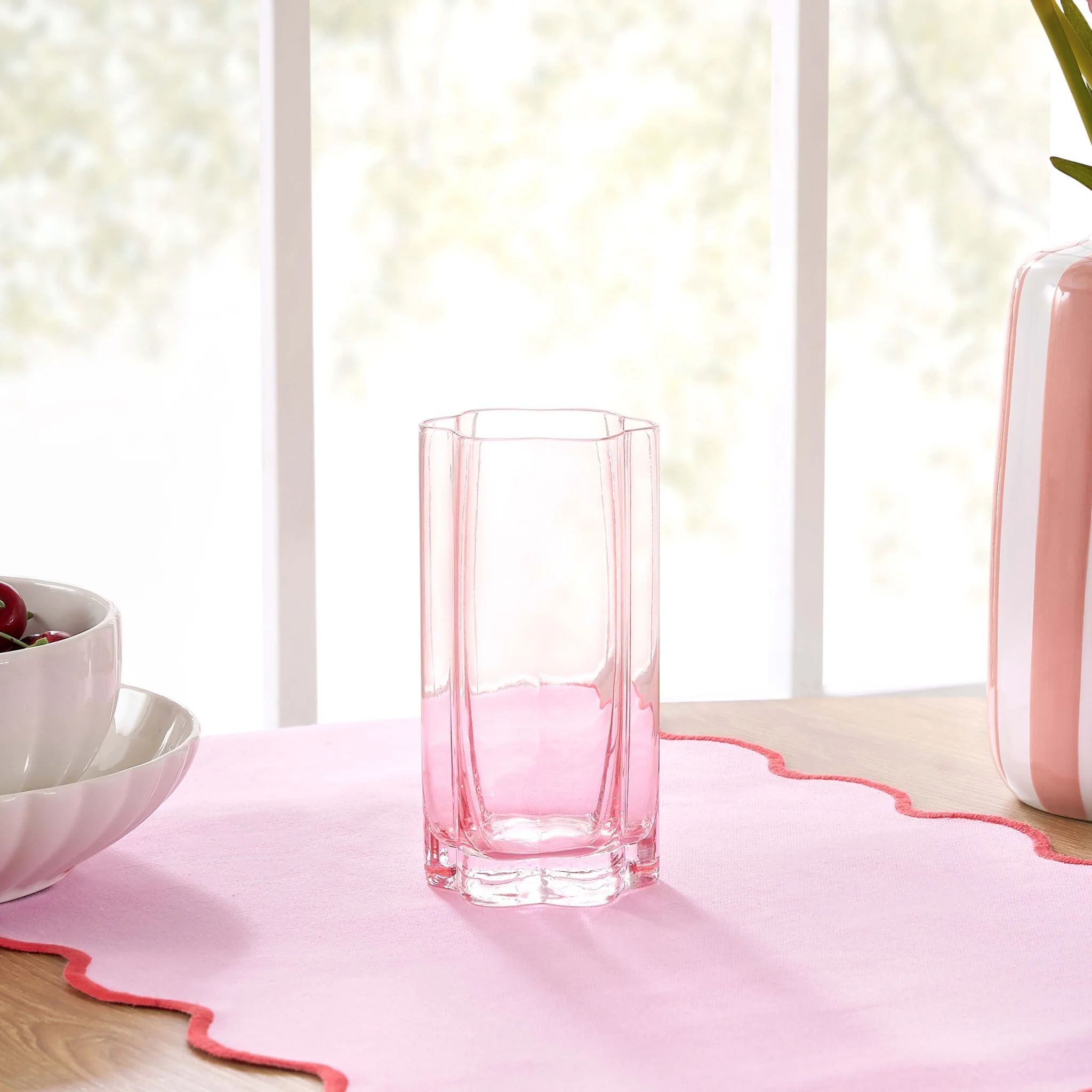Brynn Scalloped Edge Glass Highballs - Set of 4 - Pink - Image 2