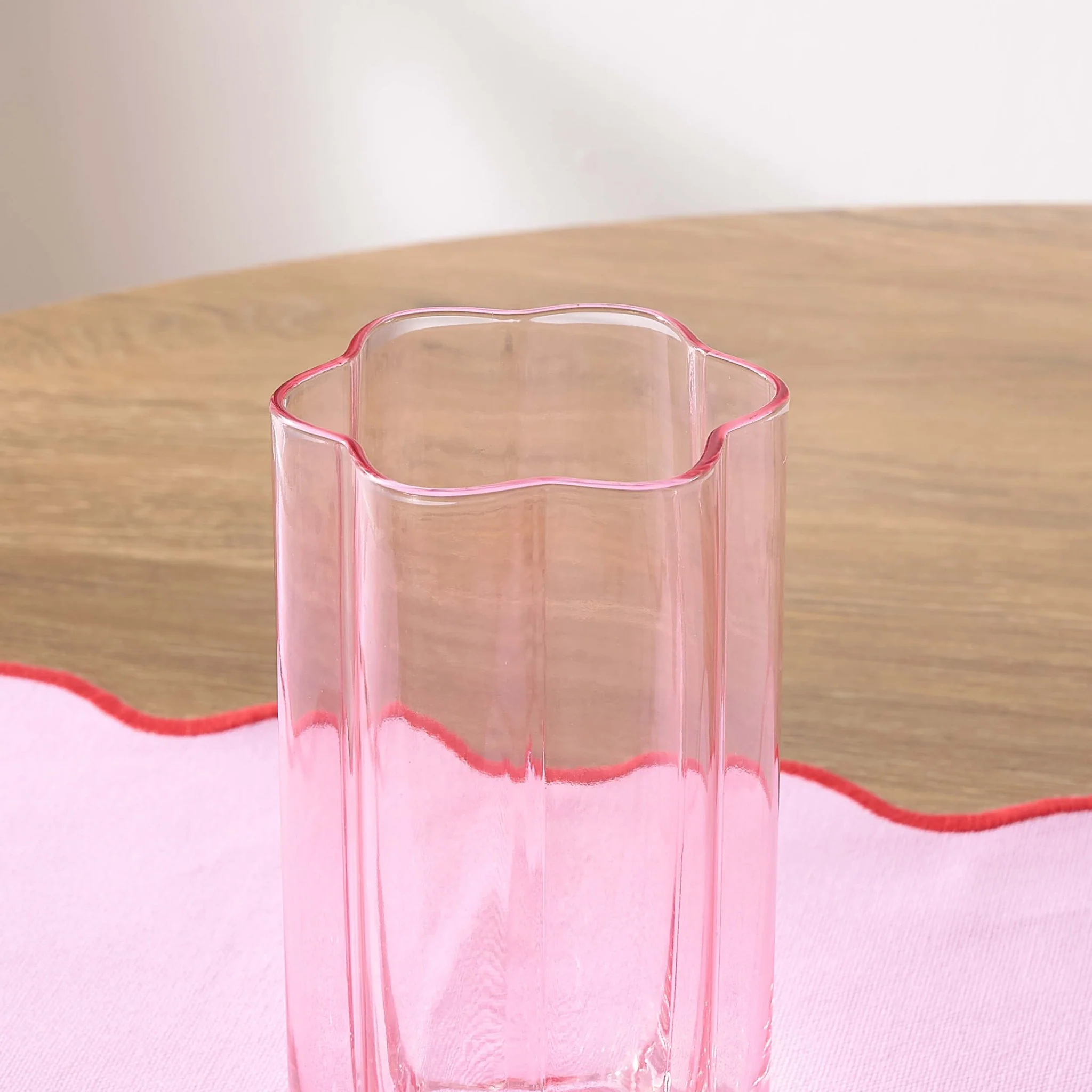 Brynn Scalloped Edge Glass Highballs - Set of 4 - Pink - Image 3