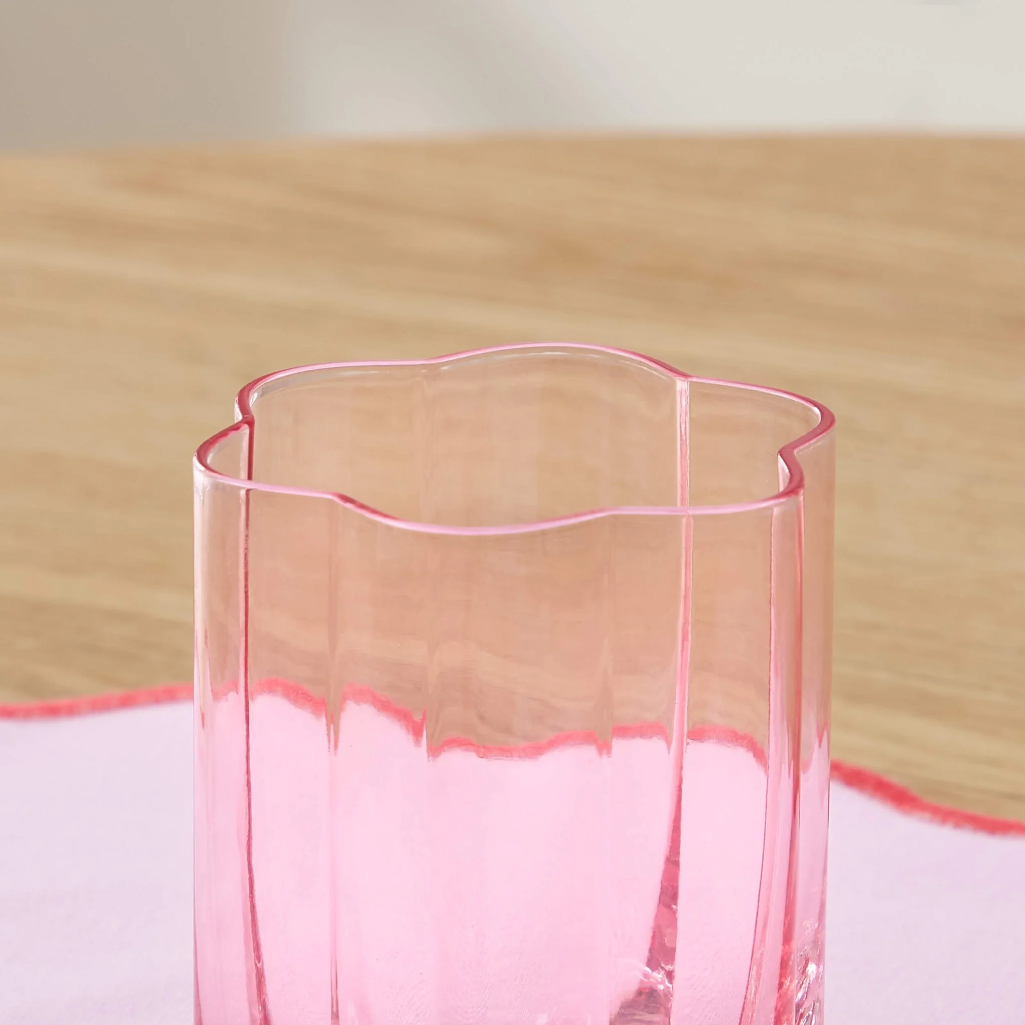 Brynn Scalloped Edge Glass Tumblers - Set of 4 - Pink - Image 3