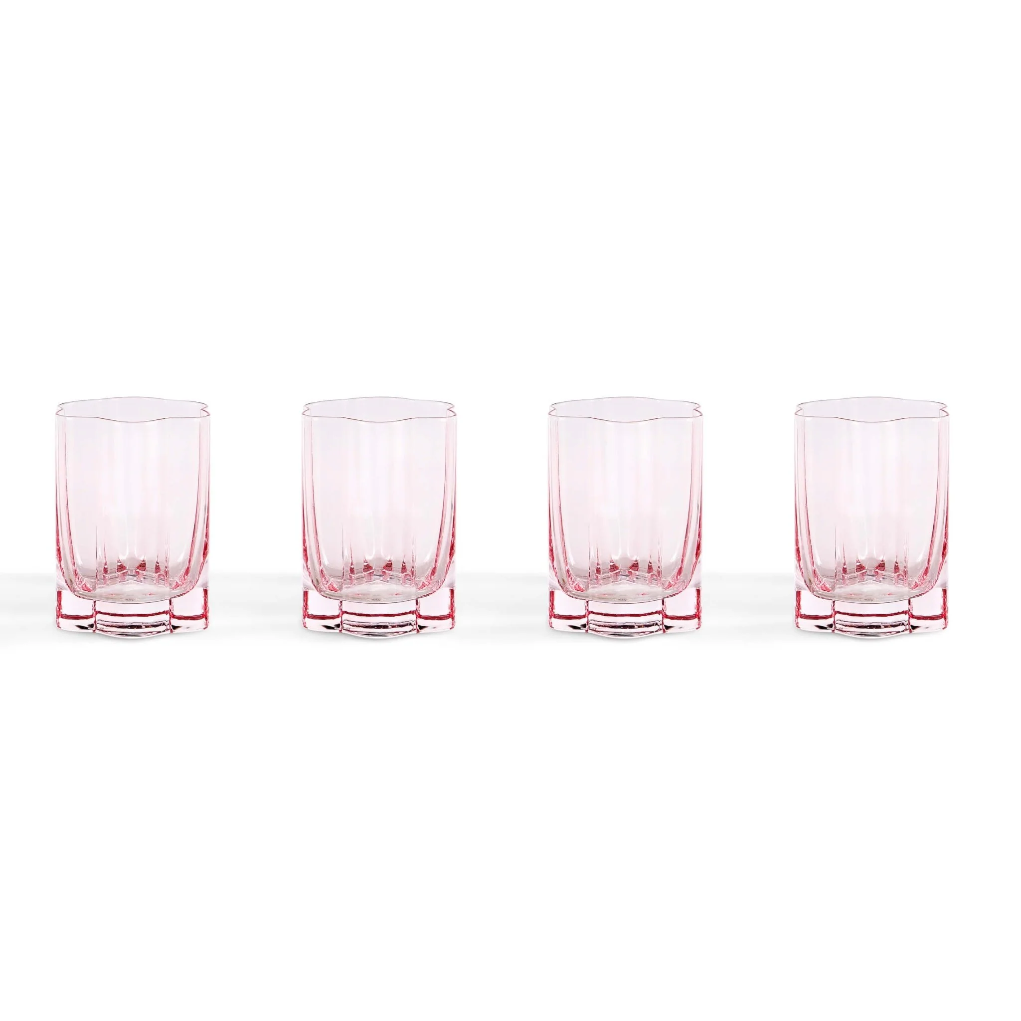 Brynn Scalloped Edge Glass Tumblers - Set of 4 - Pink - Image 4