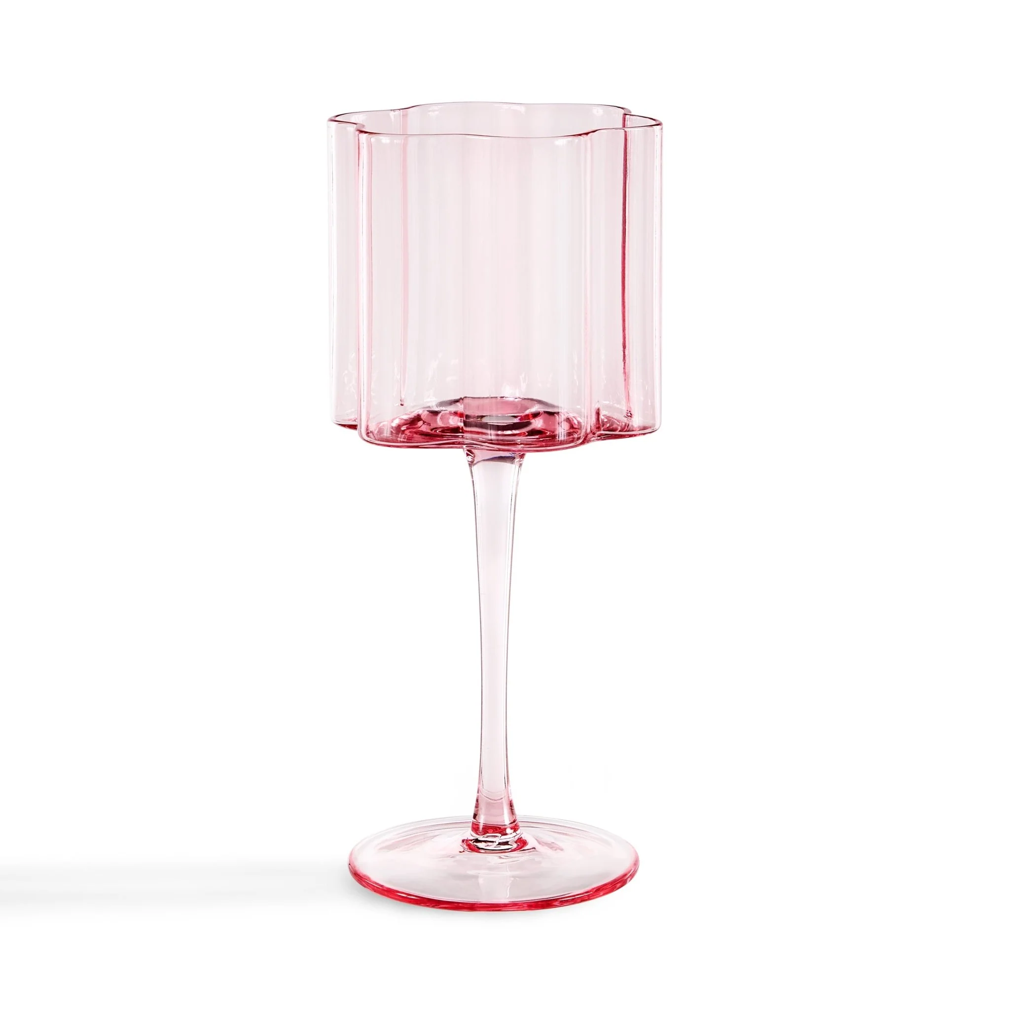 Brynn Scalloped Edge Wine Glasses - Set of 4 - Pink - Image 6