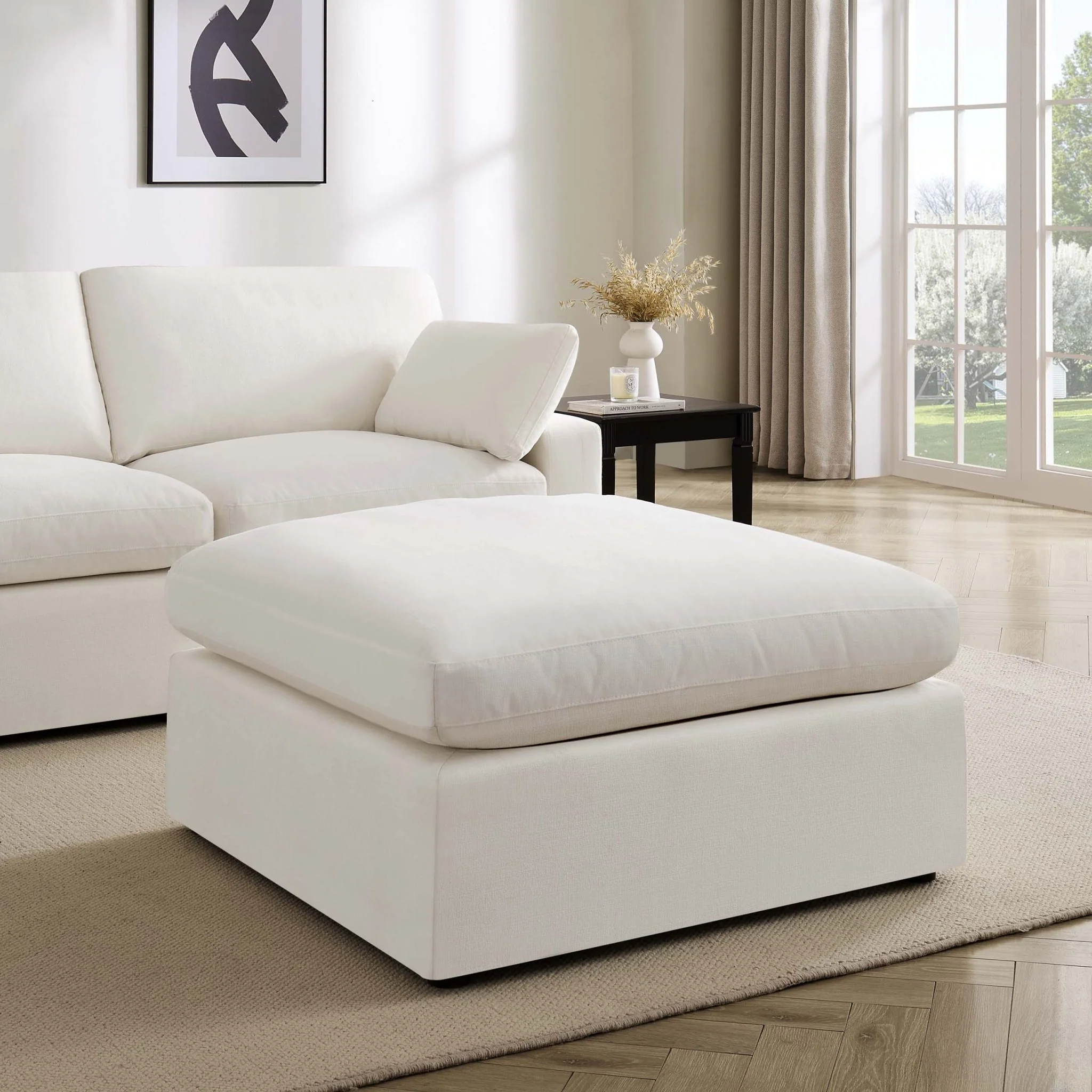 Cairo Feather Pouffe - Vanilla - Image 2
