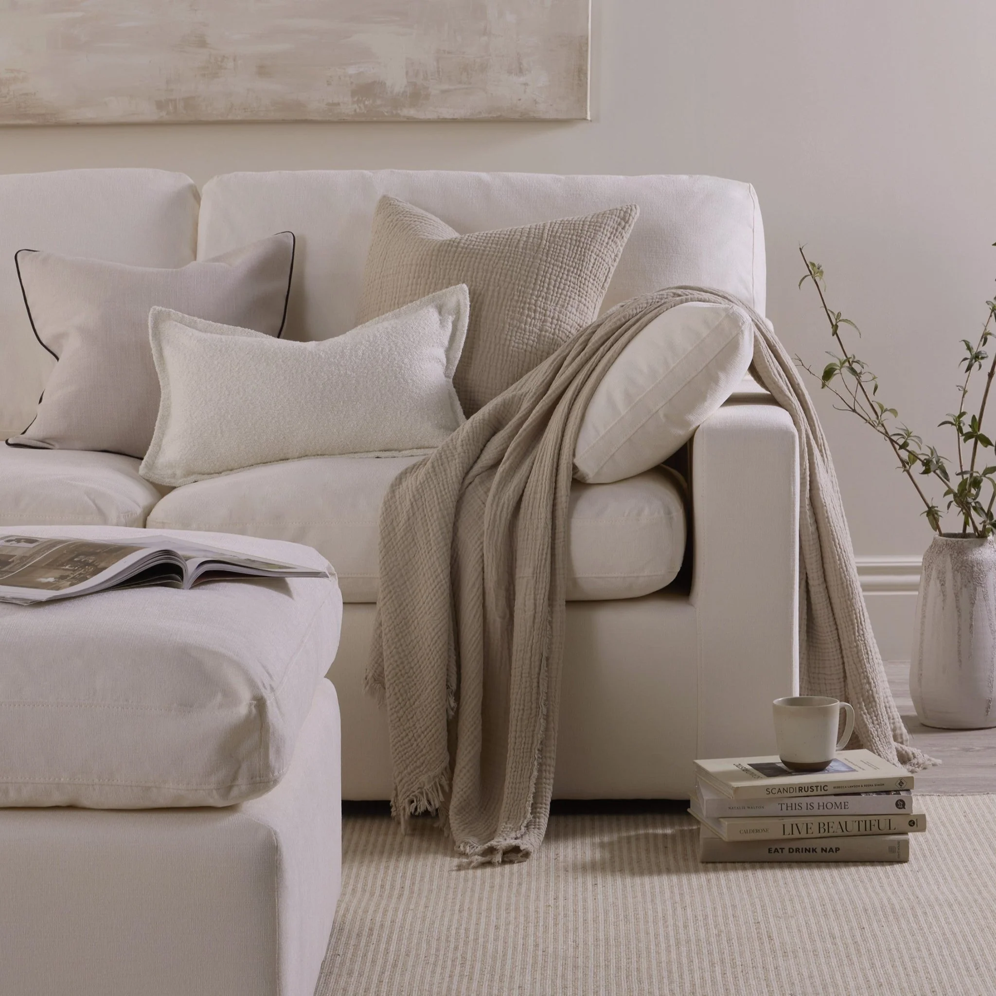 Cairo Feather Pouffe - Vanilla - Image 8