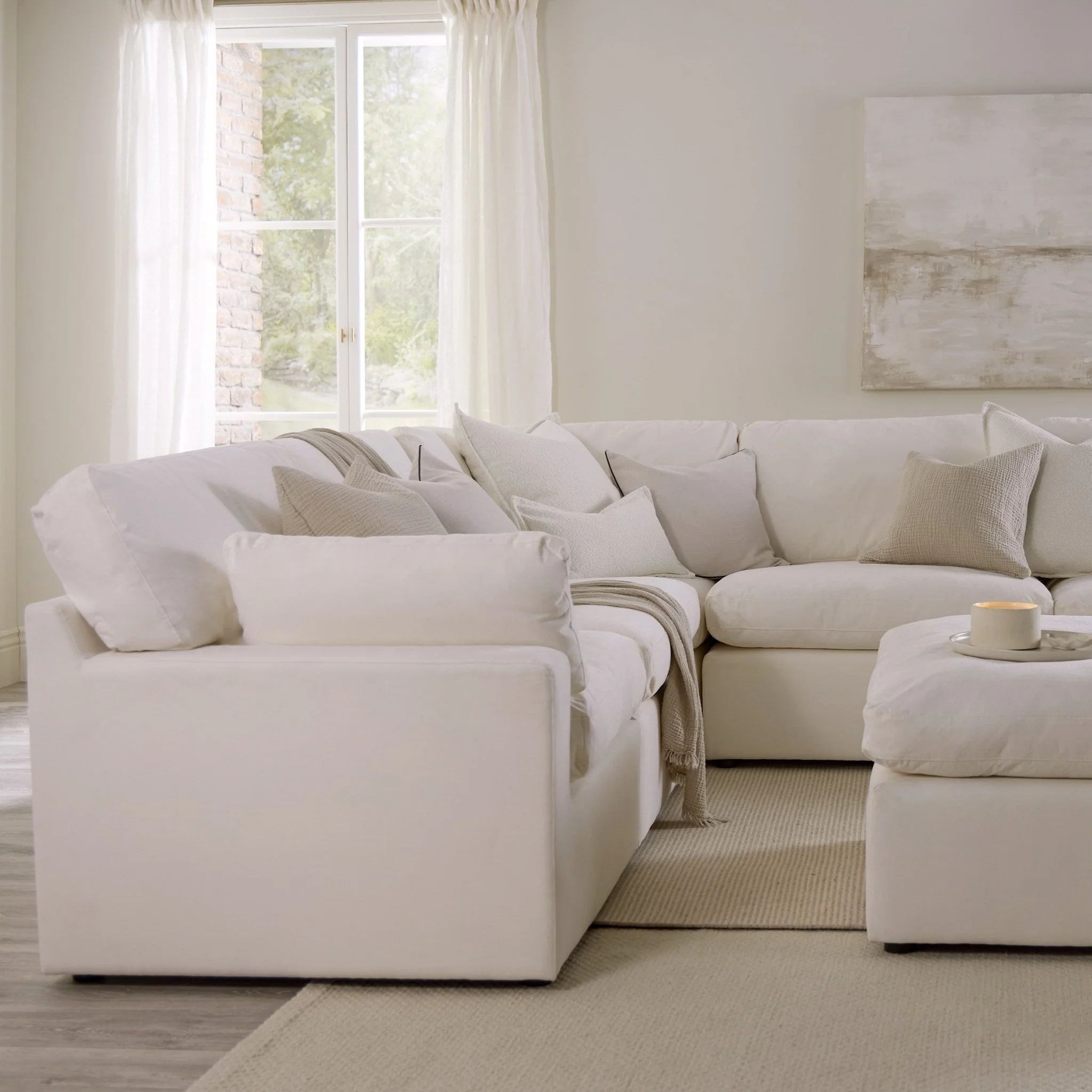 Cairo Feather Pouffe - Vanilla - Image 9