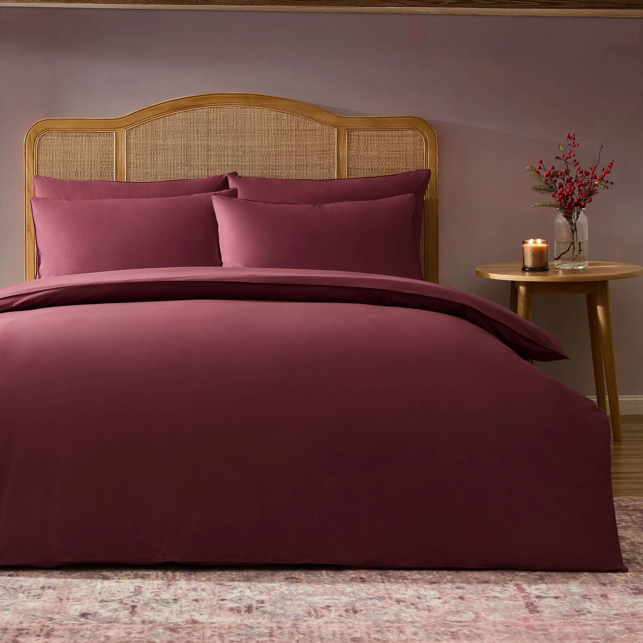 Cambridge Piped Edge 200 Thread Count Duvet Cover - Dark Berry