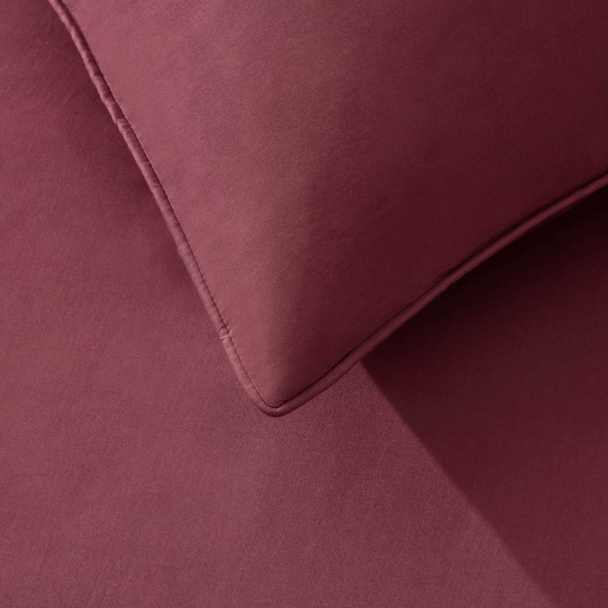 Pair of Cambridge Piped Edge Pillowcases -  200 Thread Count - Dark Berry - Image 2