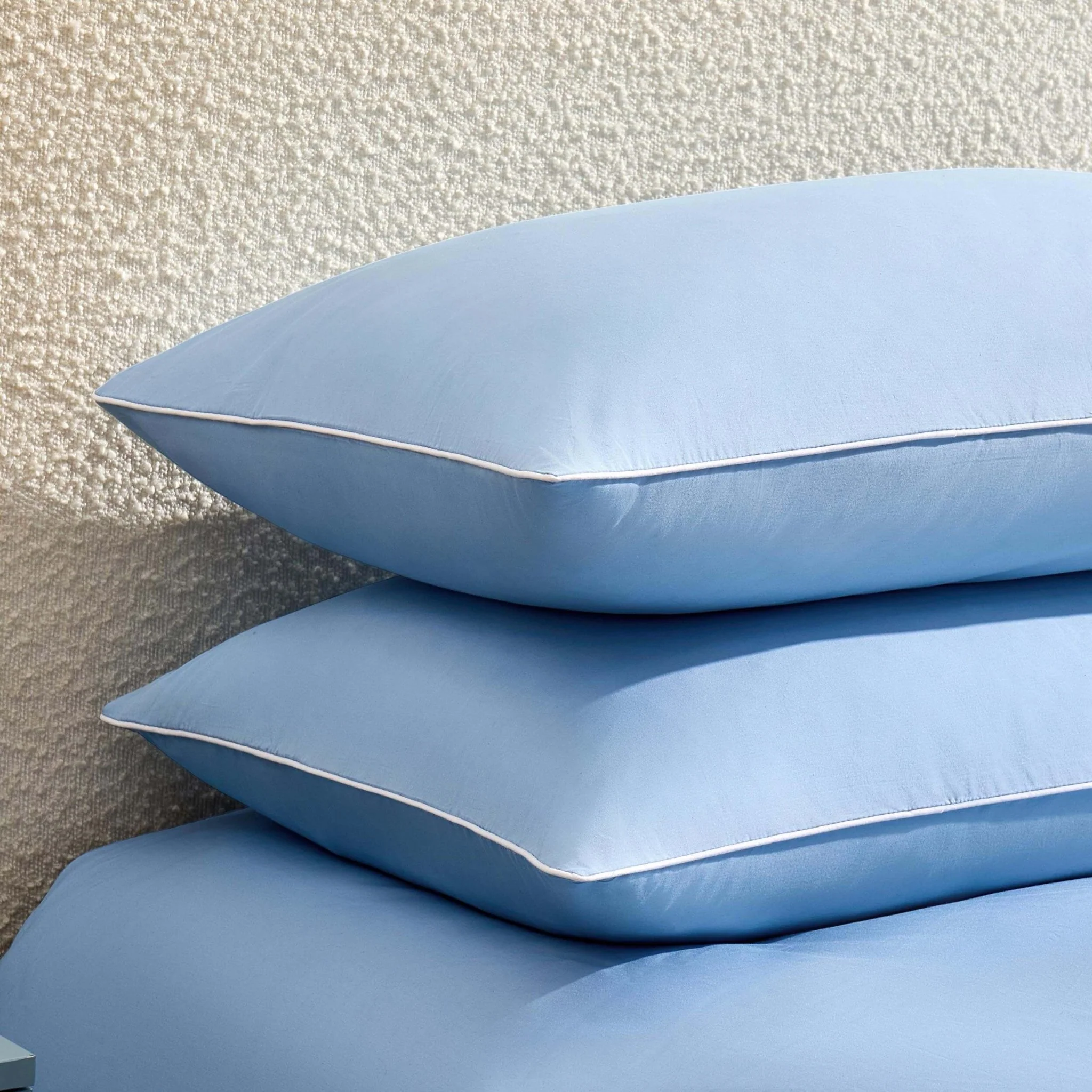Pair of Cambridge Pillowcases - 200 Thread Count - Cotton - Light Blue - Image 4