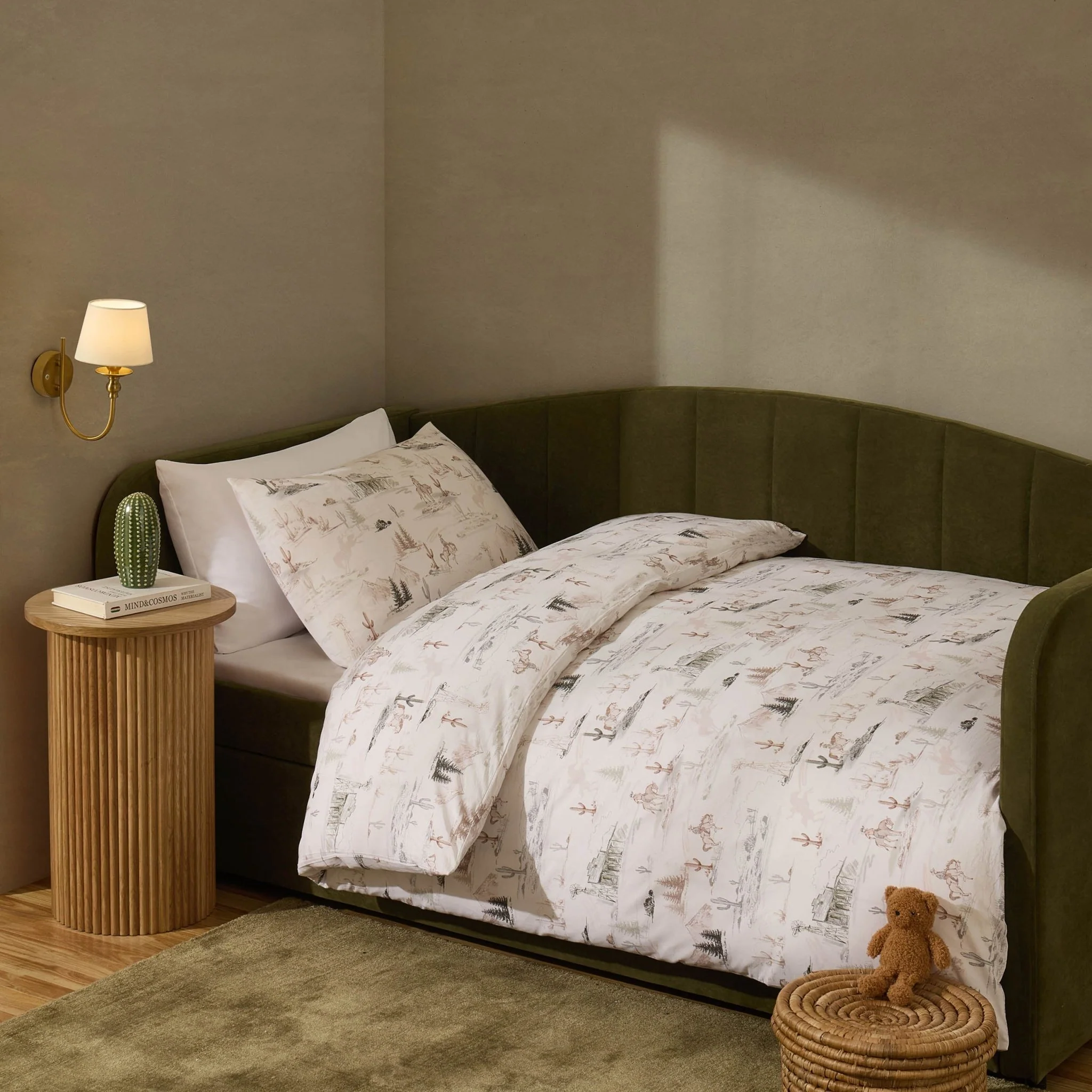 Cameron Cowboy 100% Cotton Kids Duvet Cover & Pillowcase Set - Green - Image 2