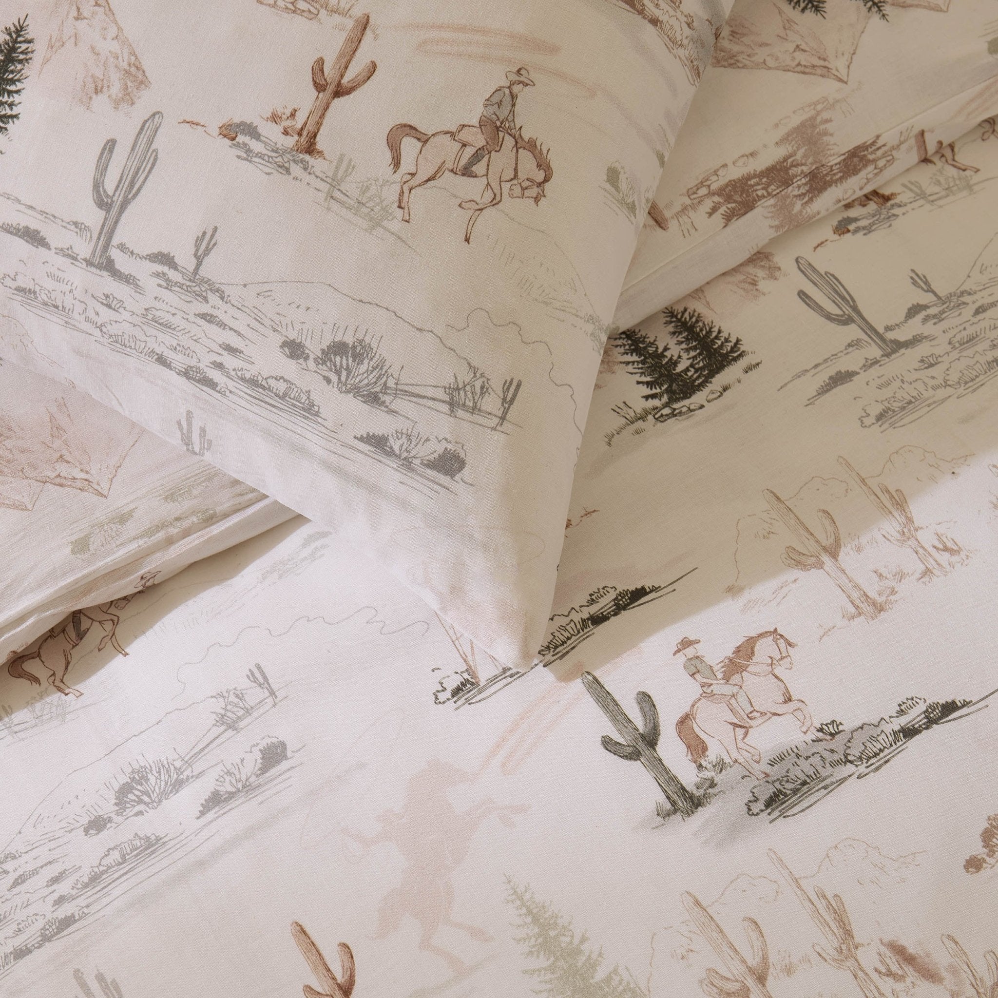 Cameron Cowboy 100% Cotton Kids Duvet Cover & Pillowcase Set - Green - Image 5