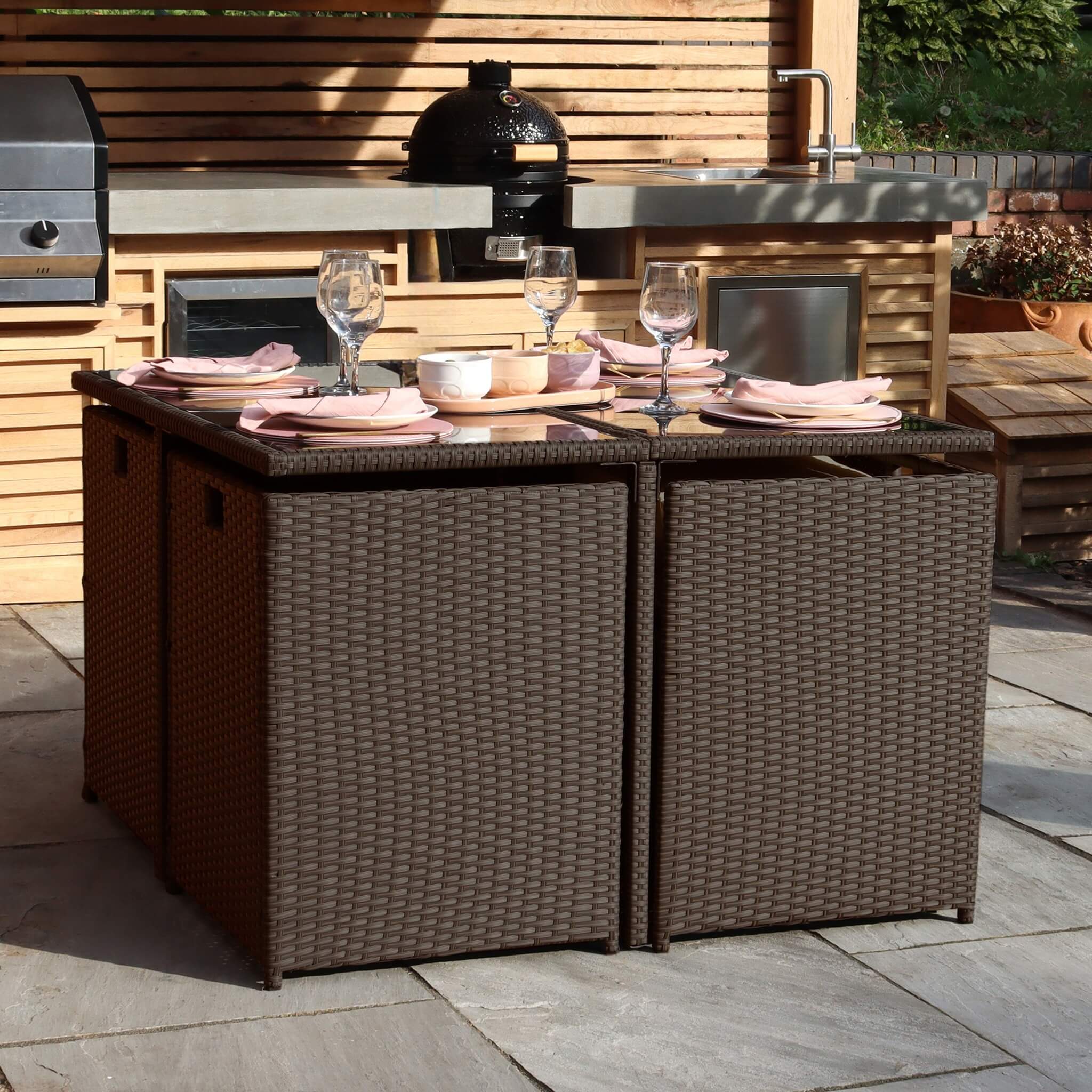 Cannes Outdoor 8-Seater Dining Set - Brown - Image 2