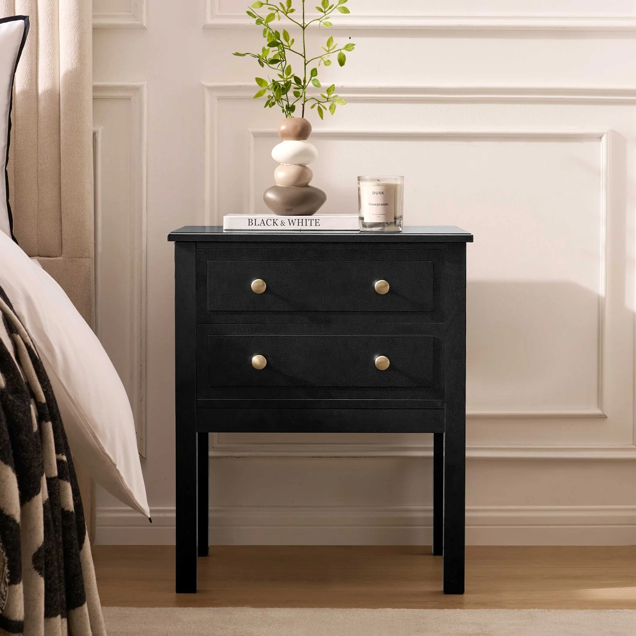Carolina 2 Drawer Bedside Table - Black - Image 2