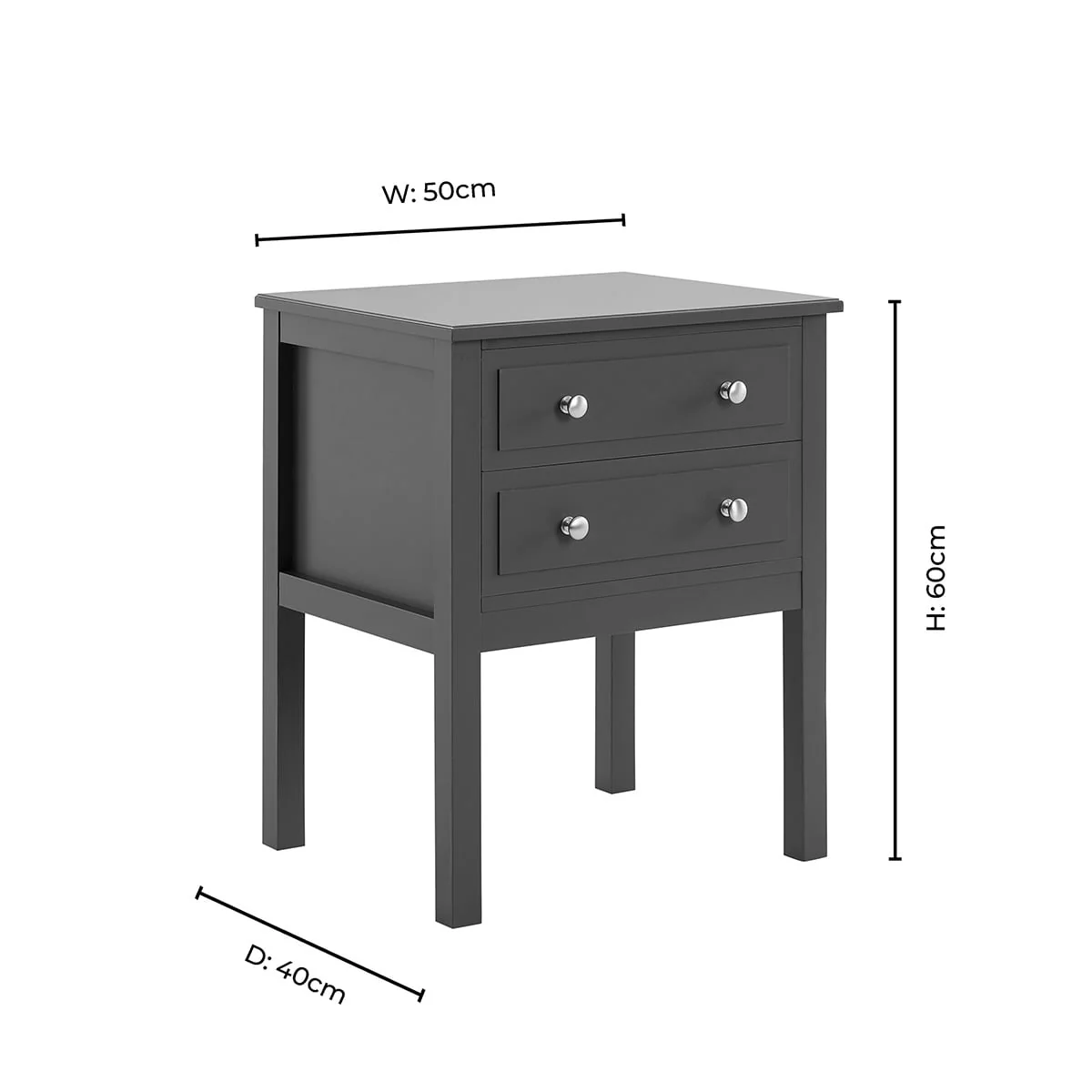 Carolina 2 Drawer Bedside Table - Black - Image 9
