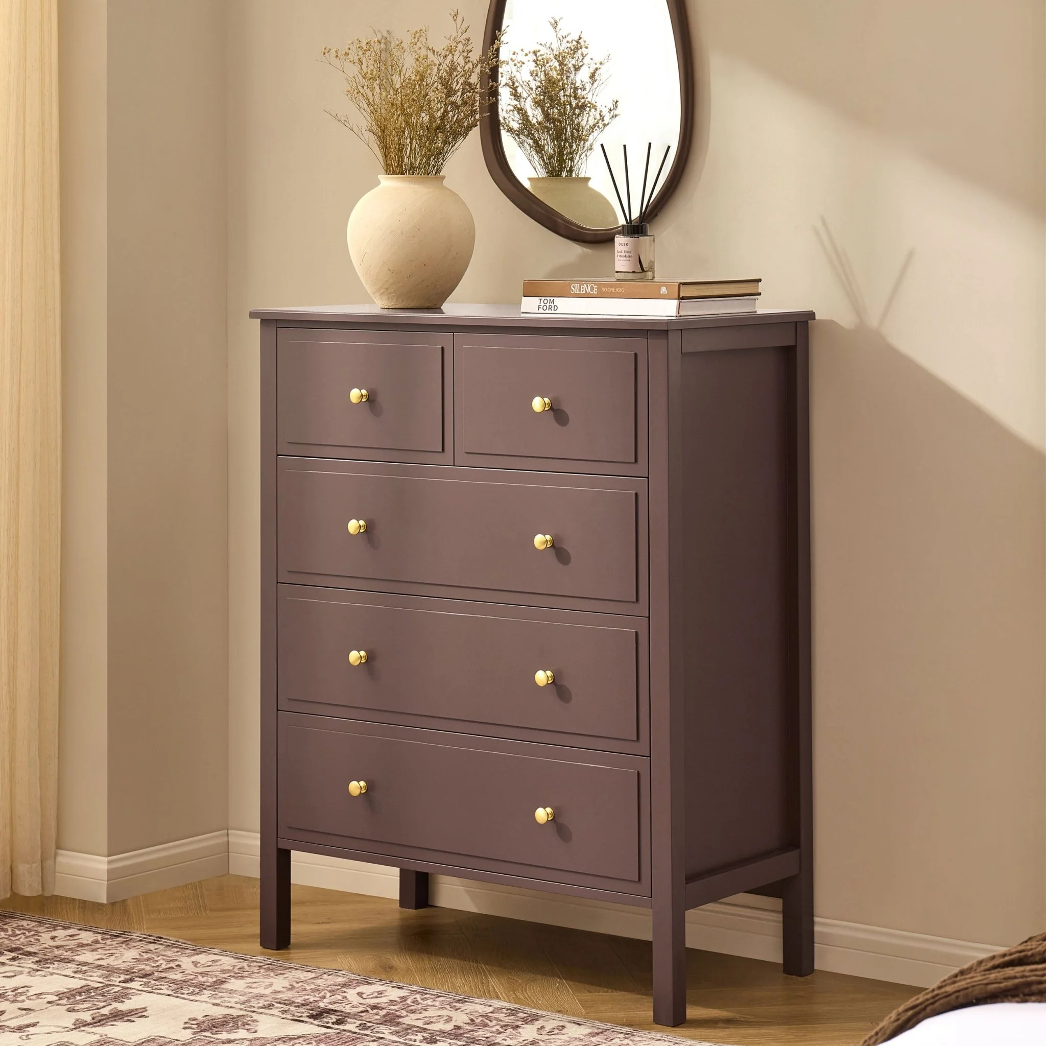 Carolina 5 Drawer Chest - Mocha