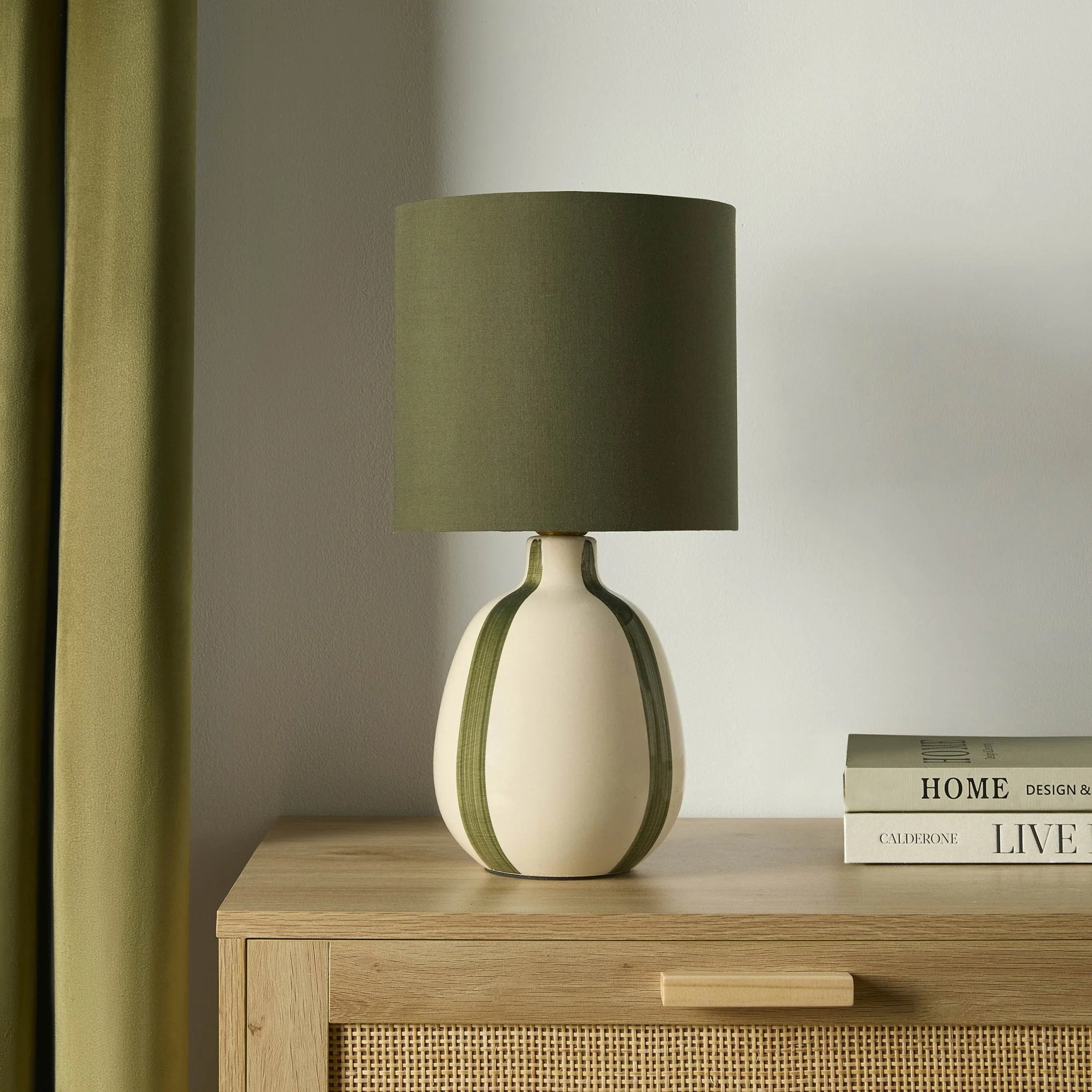 Cassie Striped Table Lamp - Cream/Green - Image 2