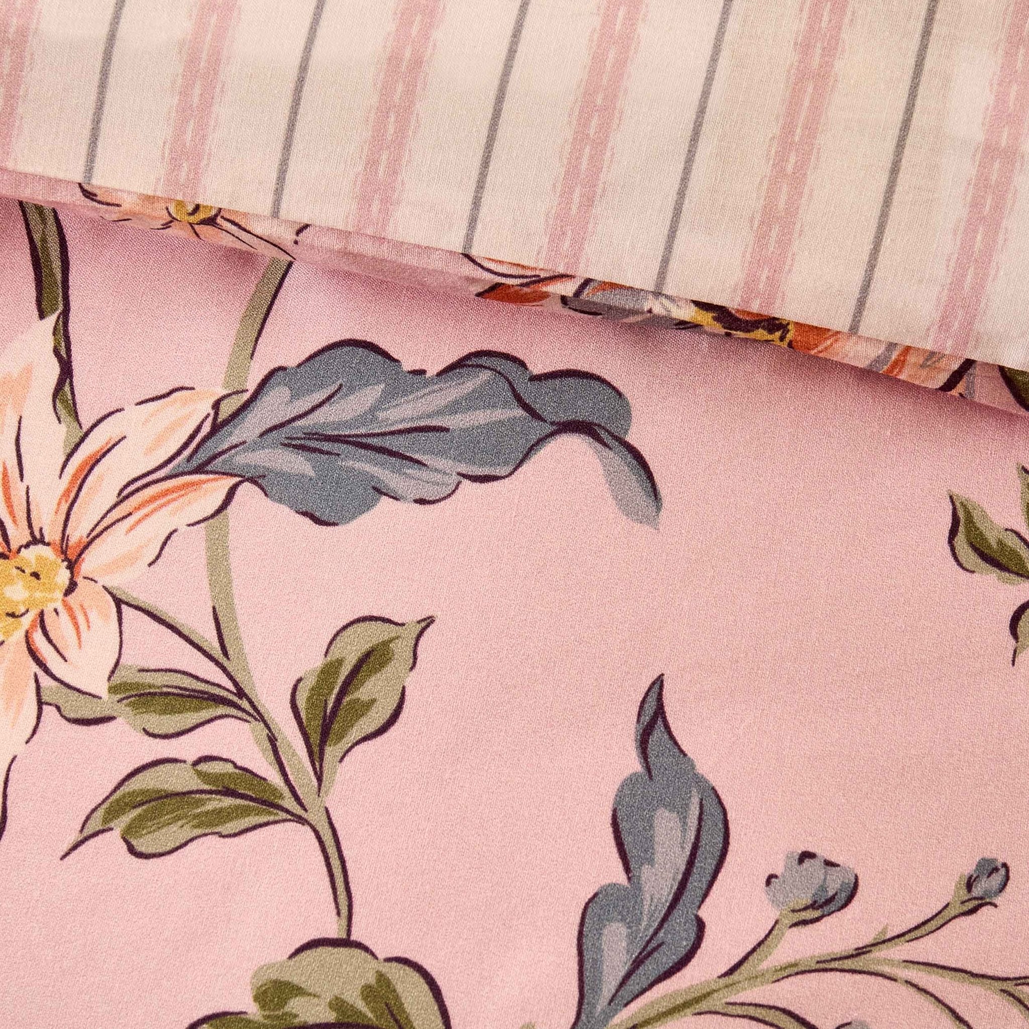 Celeste 300 Thread Count 100% Cotton Floral Duvet Cover & Pillowcase Set - Pink - Image 6