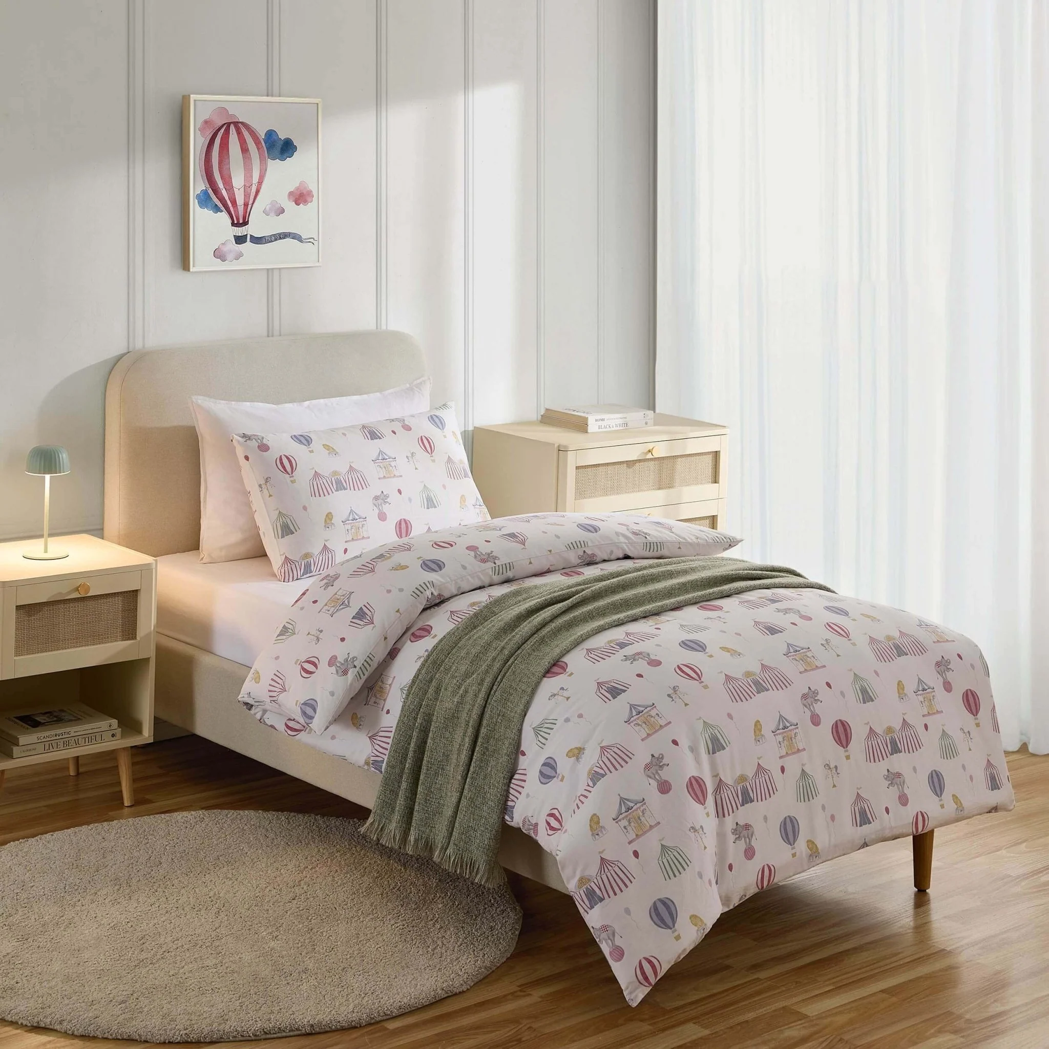 Charlie 100% Cotton Circus Print Duvet Cover Set - Image 3