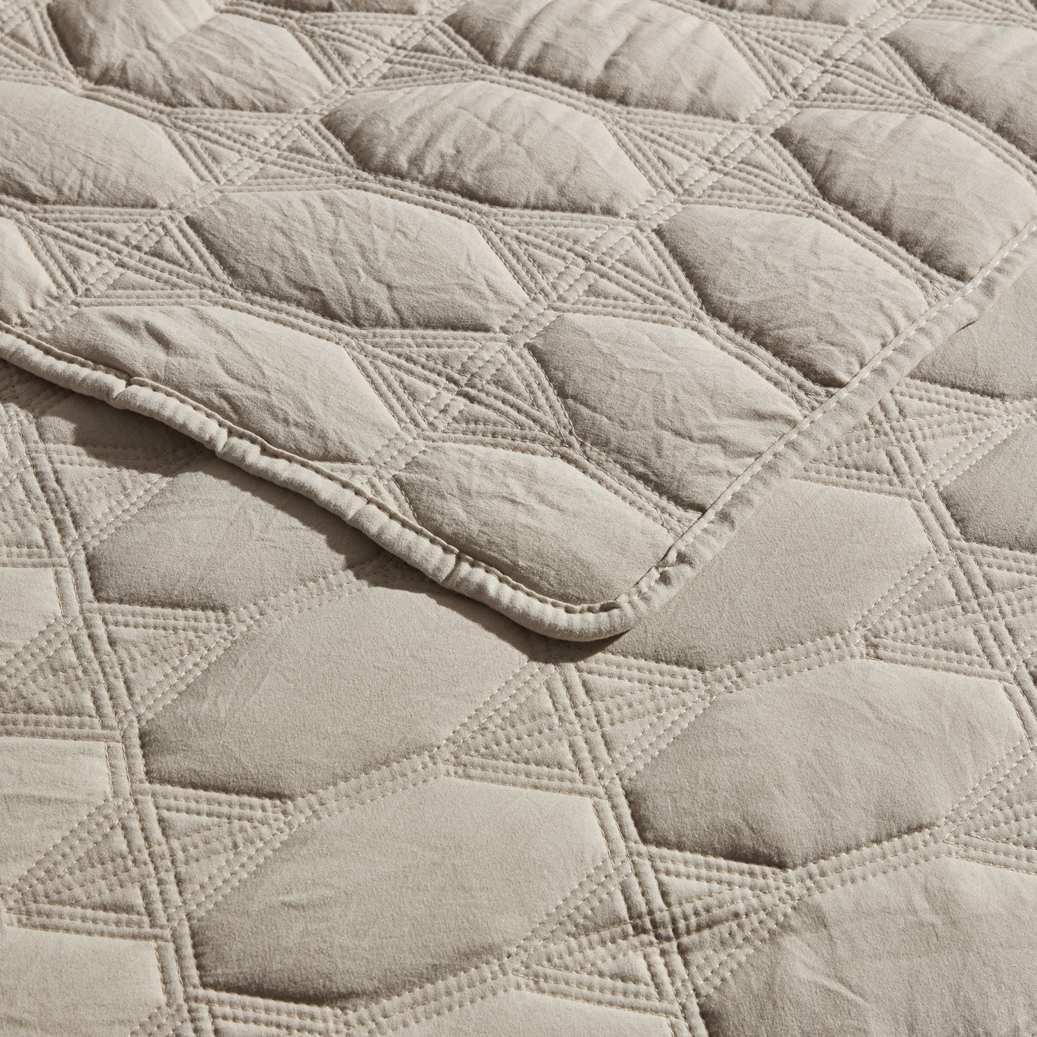 Charlotte Geometric Embroidered Bedspread 2.5m x 2.6m - Natural - Image 2