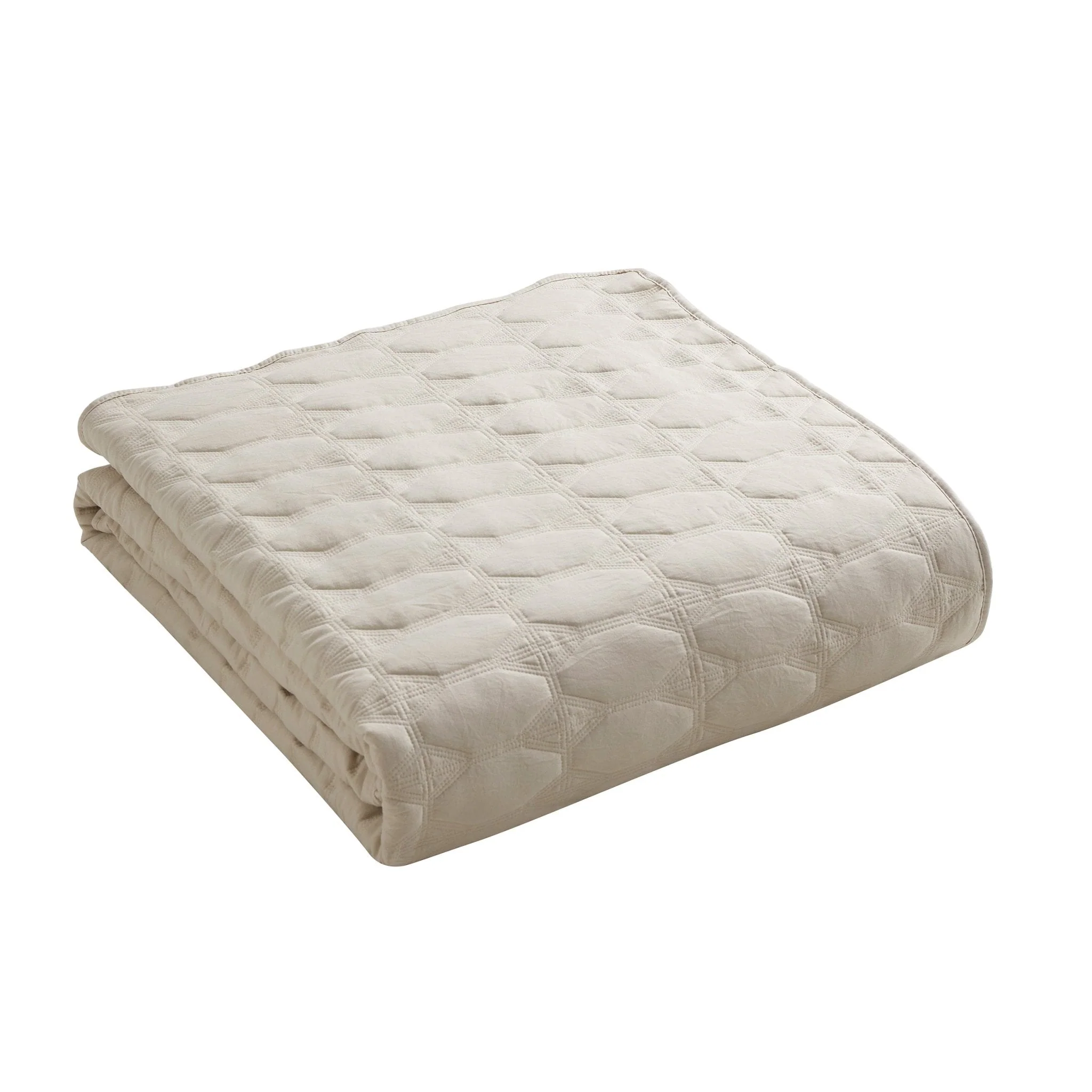 Charlotte Geometric Embroidered Bedspread 2.5m x 2.6m - Natural - Image 4