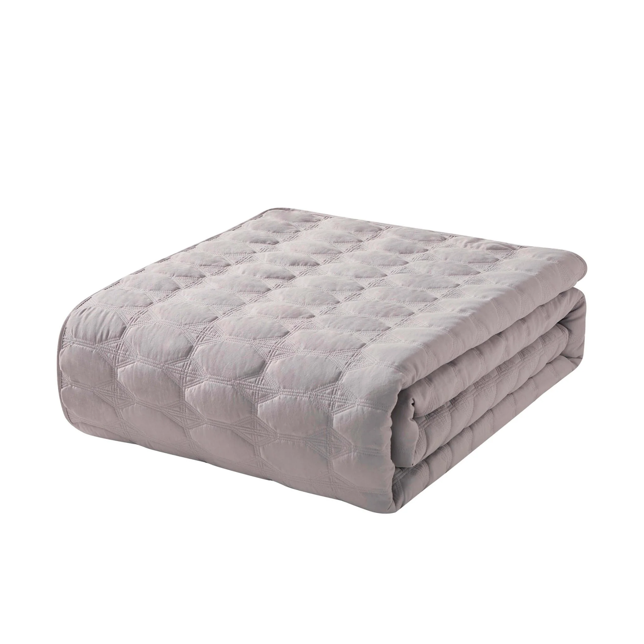 Charlotte Geometric Embroidered Bedspread 2.5m x 2.6m - Pebble Grey - Image 3