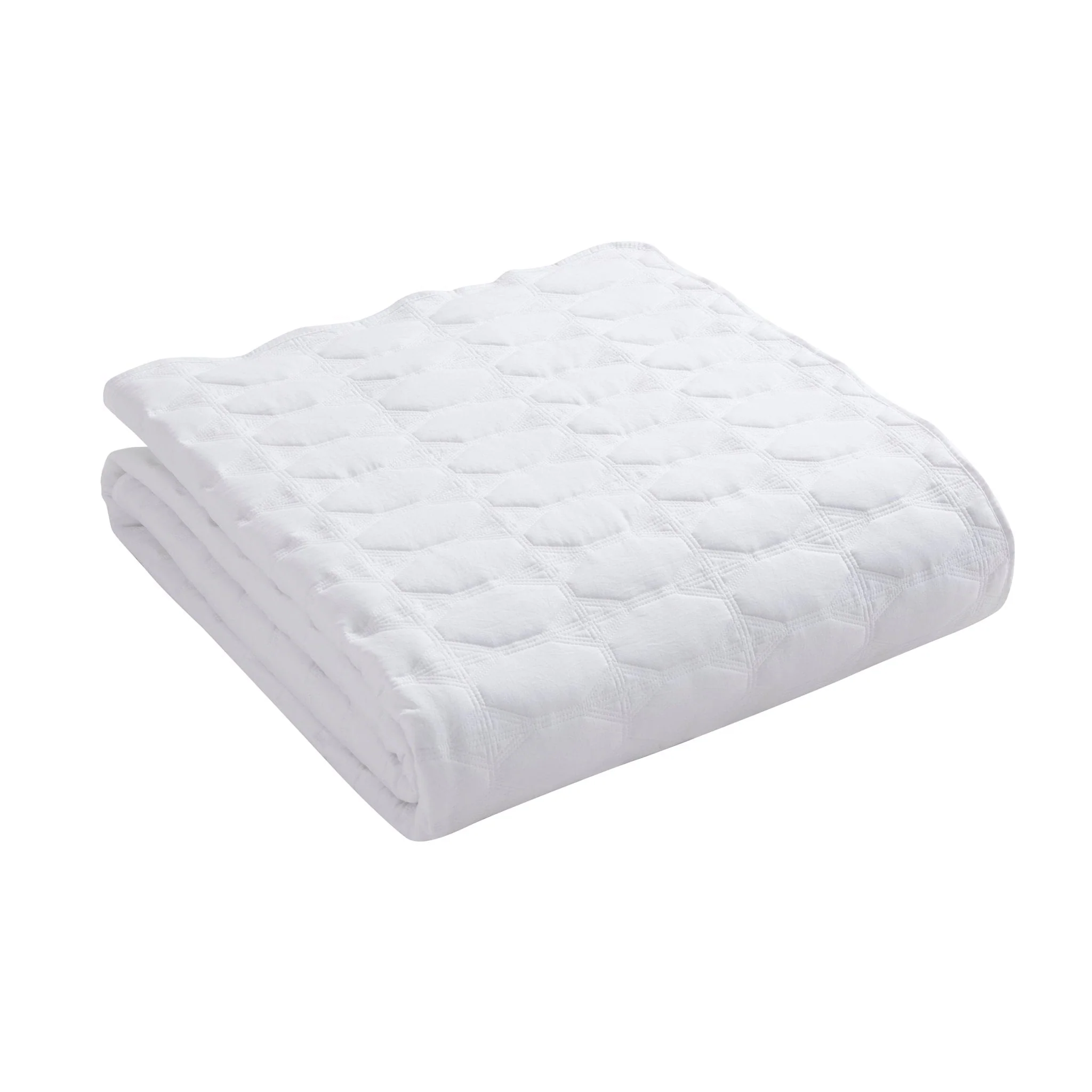 Charlotte Geometric Embroidered Bedspread 2.5m x 2.6m - White - Image 2