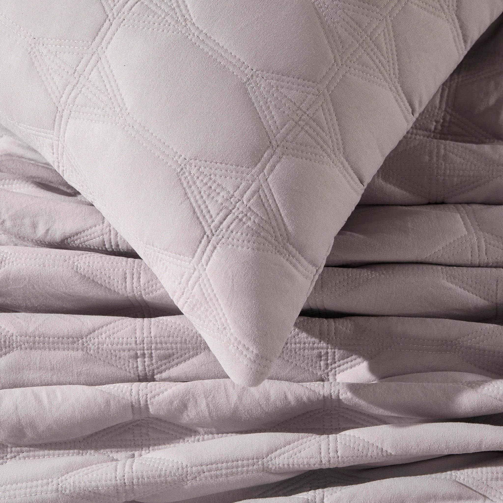 Charlotte Geometric Embroidered Cushion Cover - Pebble Grey - Image 2