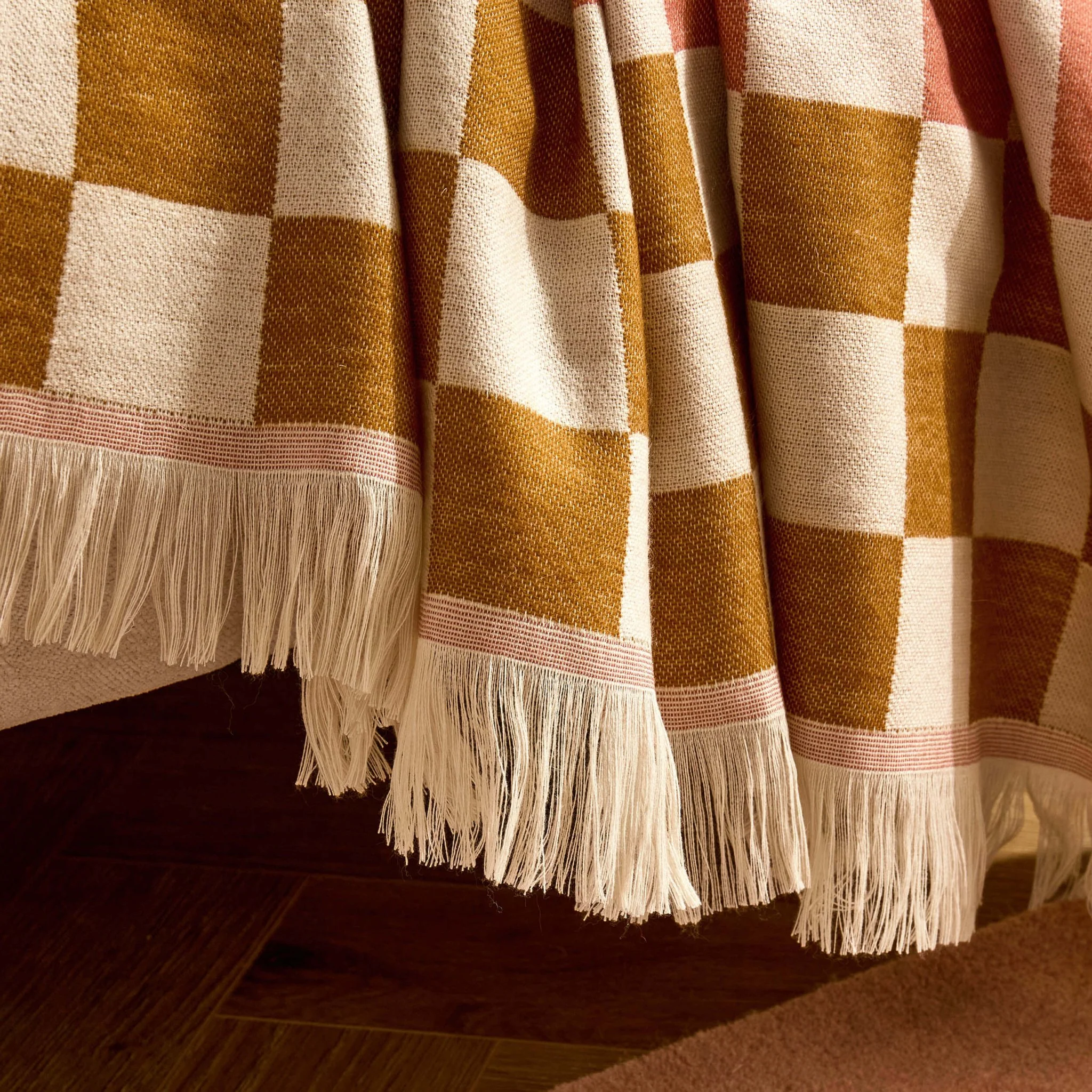 Checkerboard Sofa Throw - Pink/ Yellow - Image 2
