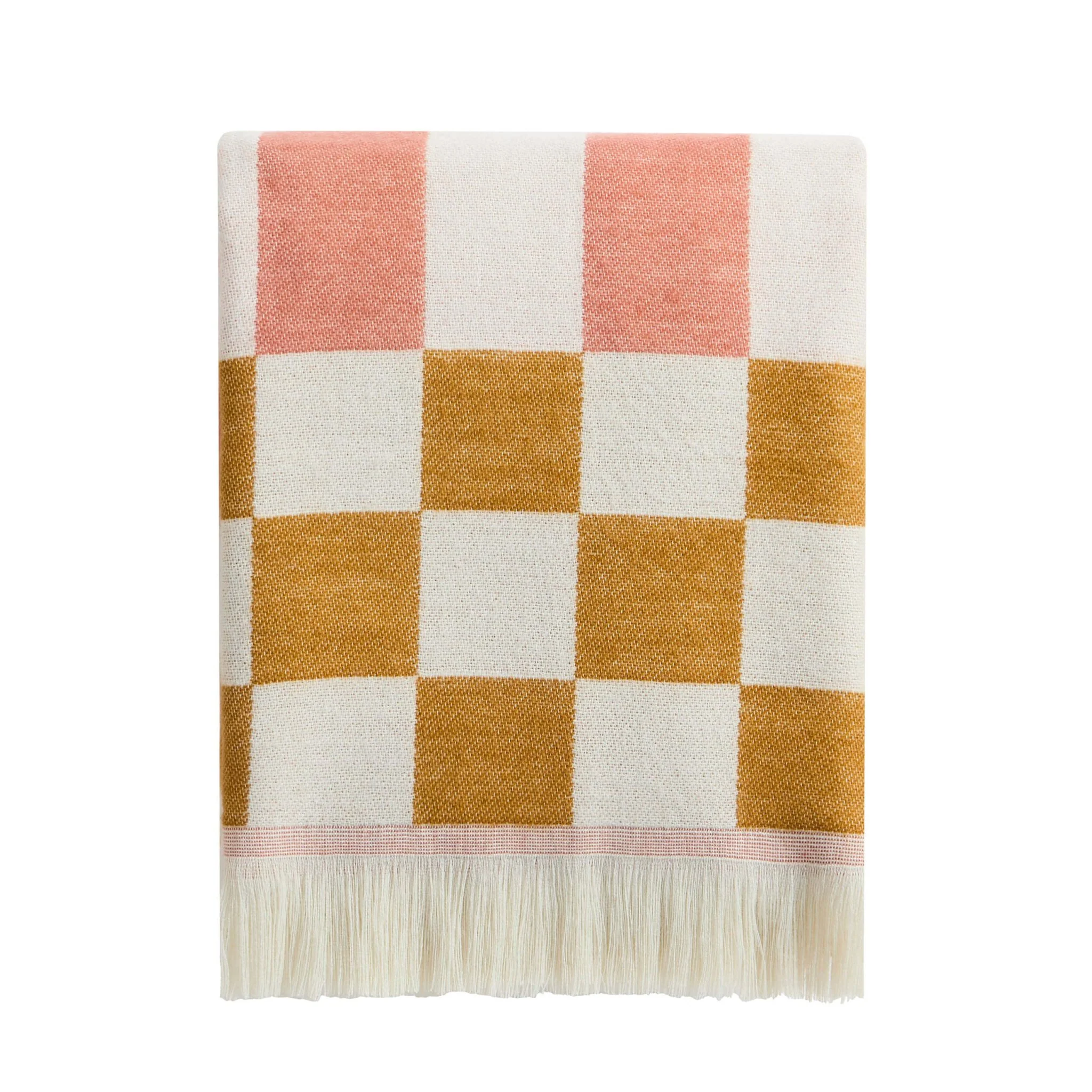 Checkerboard Sofa Throw - Pink/ Yellow - Image 4