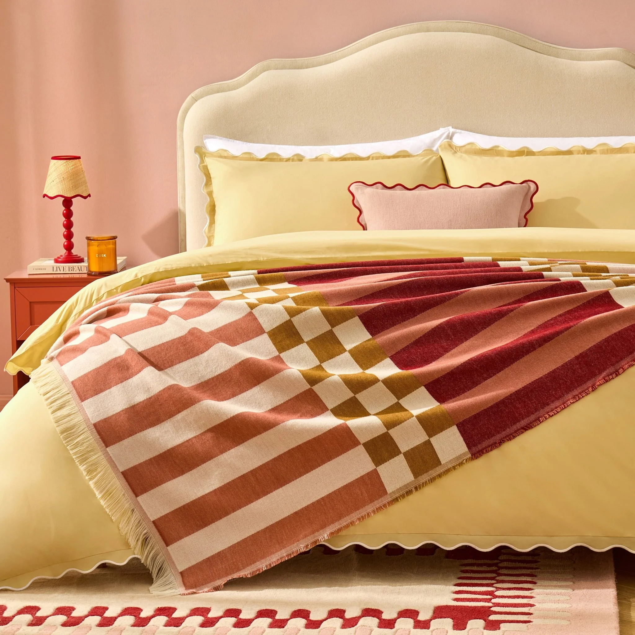 Checkerboard Throw - Pink/ Yellow