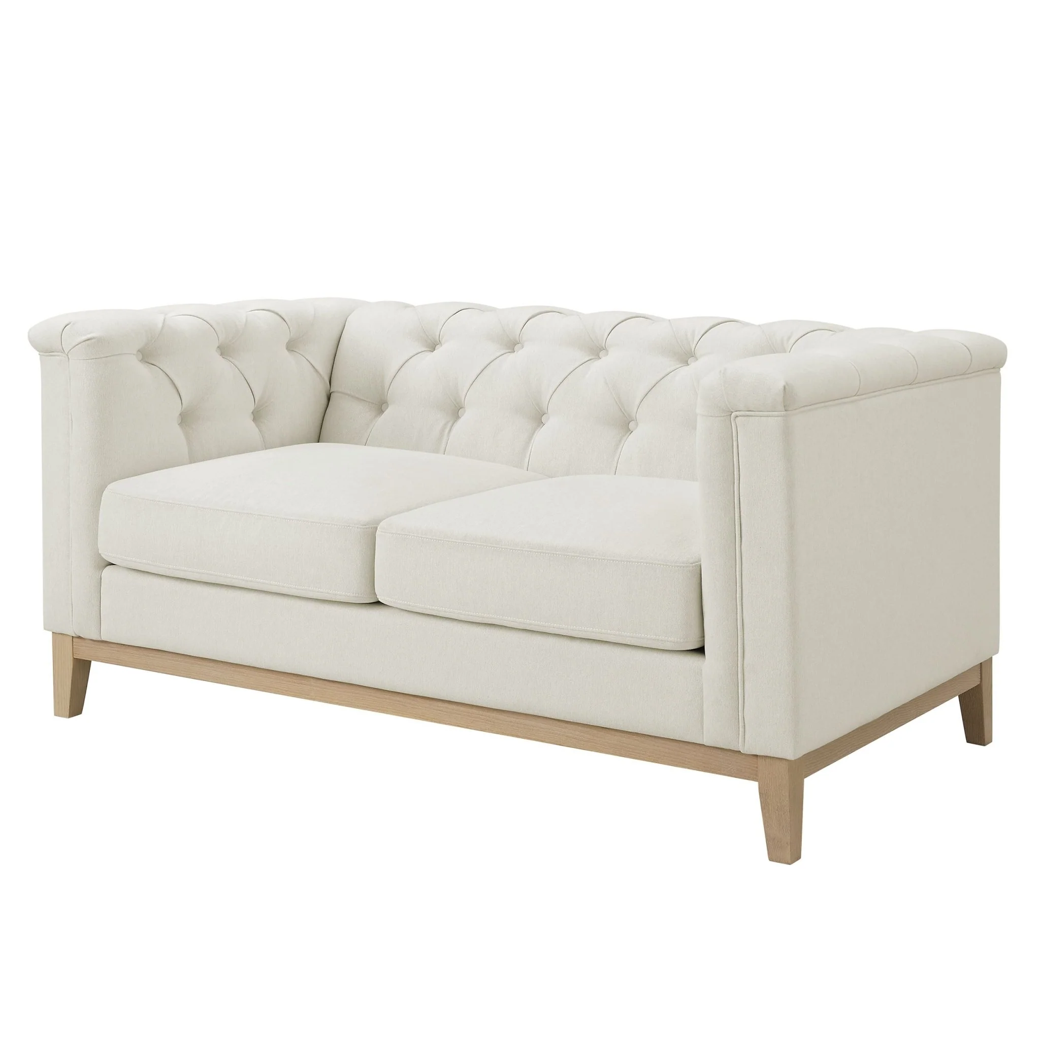 Chesterfield 2 Seater Sofa - Cream Linen - Image 3