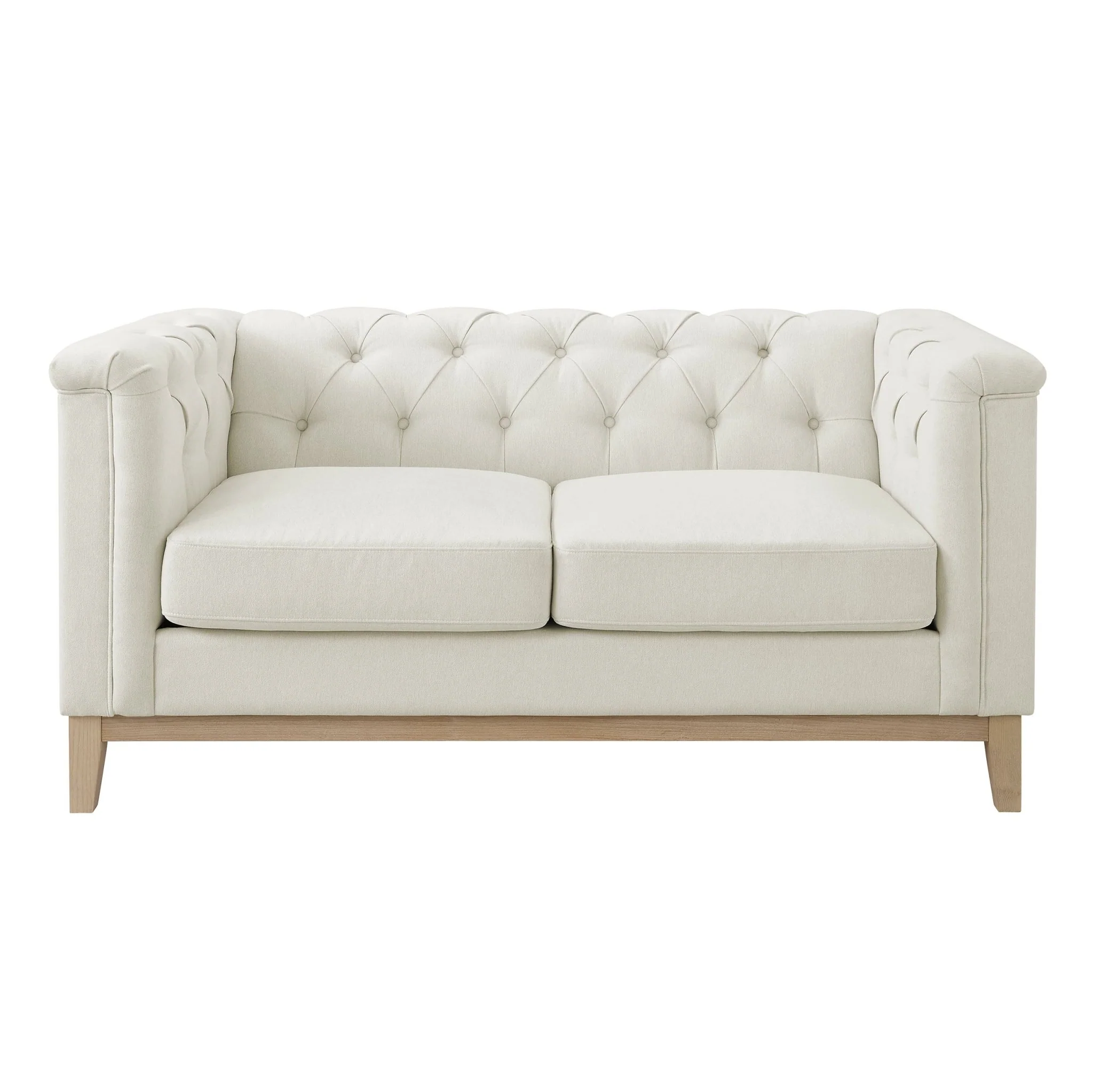 Chesterfield 2 Seater Sofa - Cream Linen - Image 4