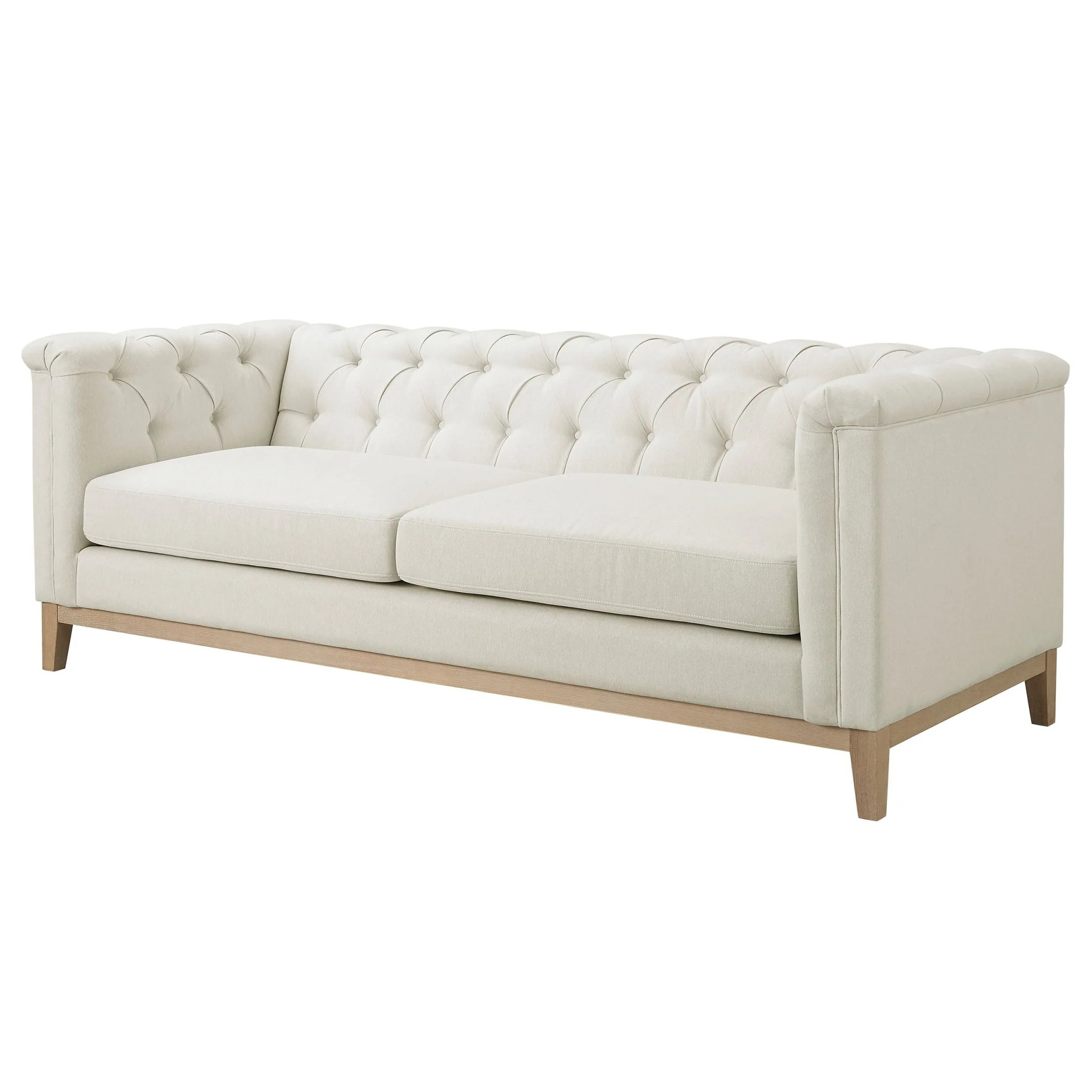Chesterfield 3 Seater Sofa - Cream Linen - Image 5