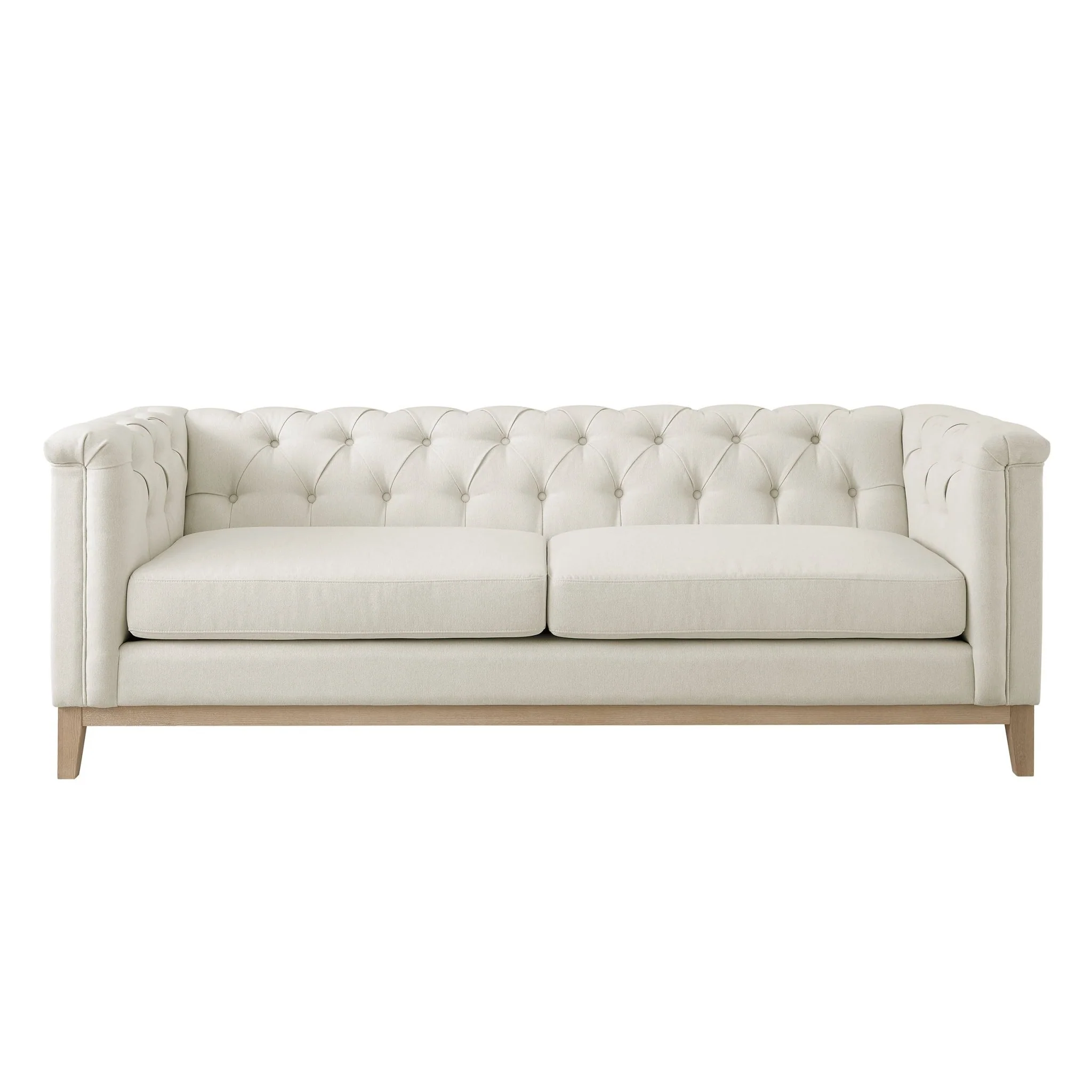 Chesterfield 3 Seater Sofa - Cream Linen - Image 7