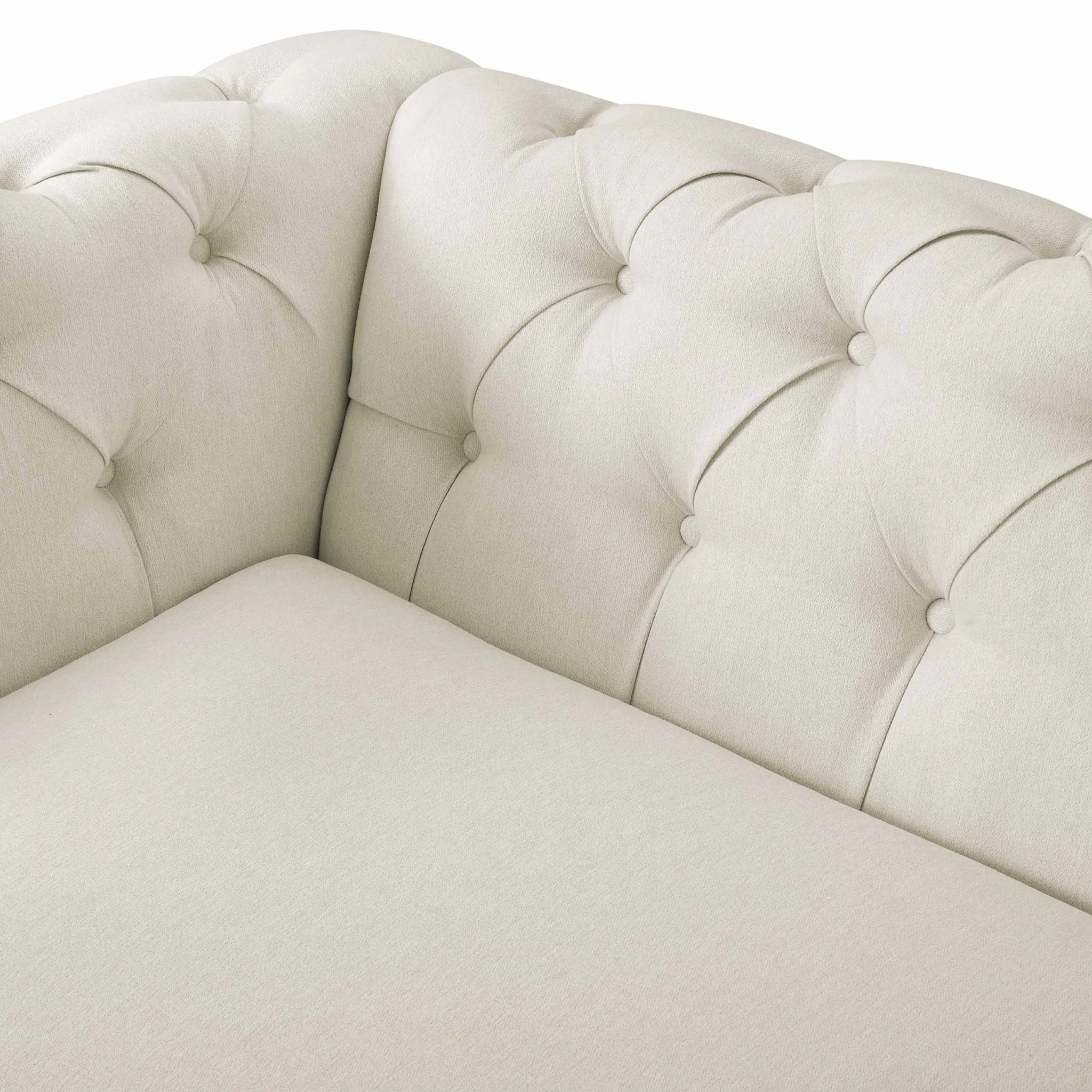 Chesterfield 3 Seater Sofa - Cream Linen - Image 8