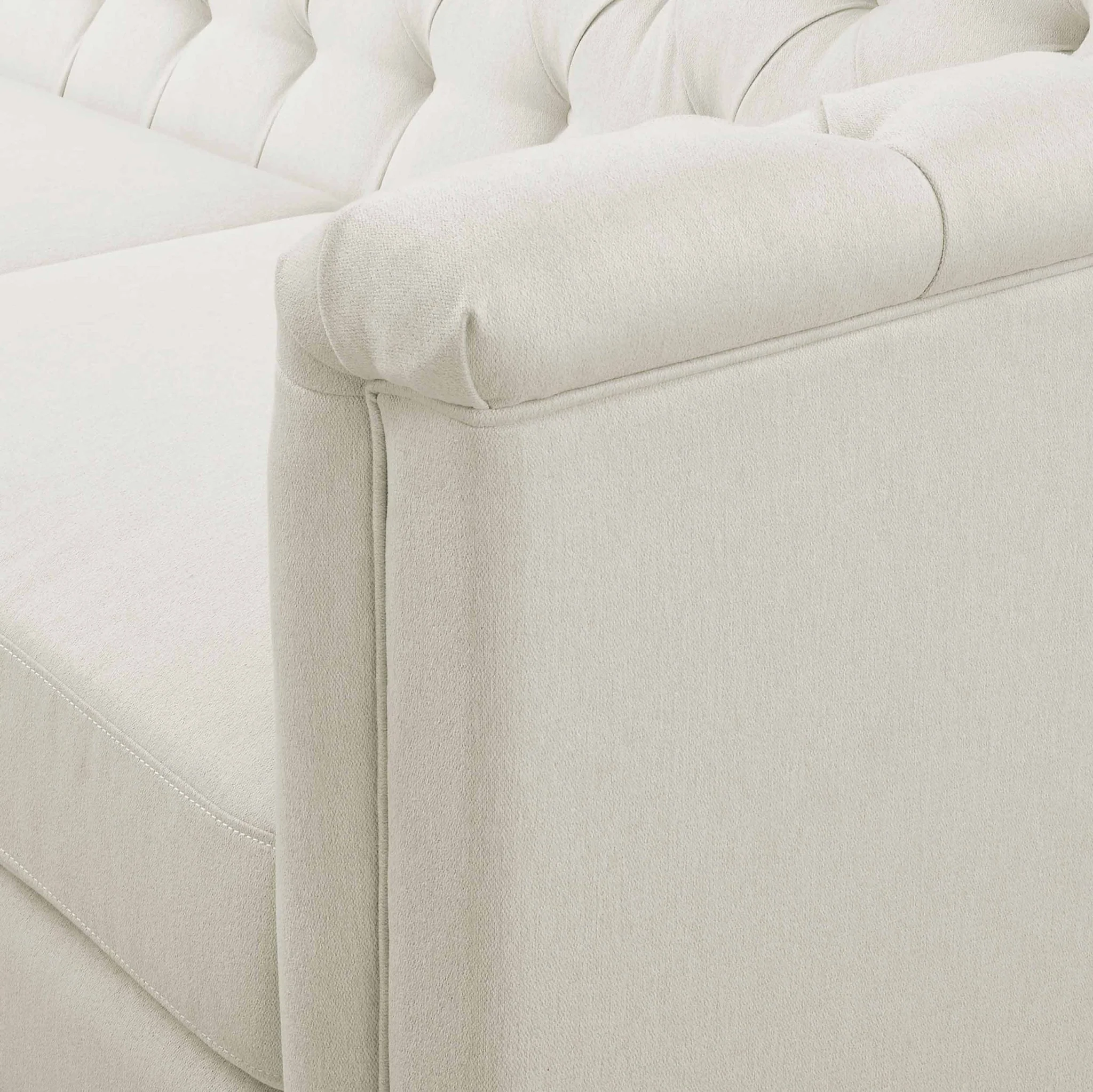 Chesterfield 3 Seater Sofa - Cream Linen - Image 9