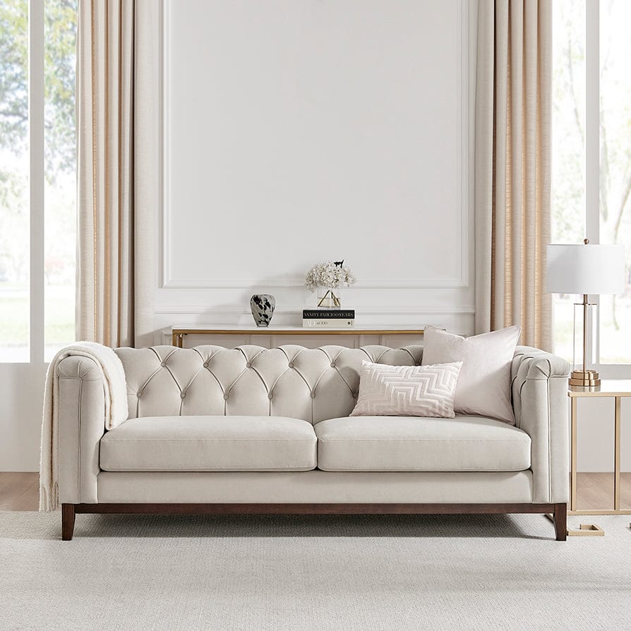 Chesterfield 3 Seater Sofa - Stone - Image 3
