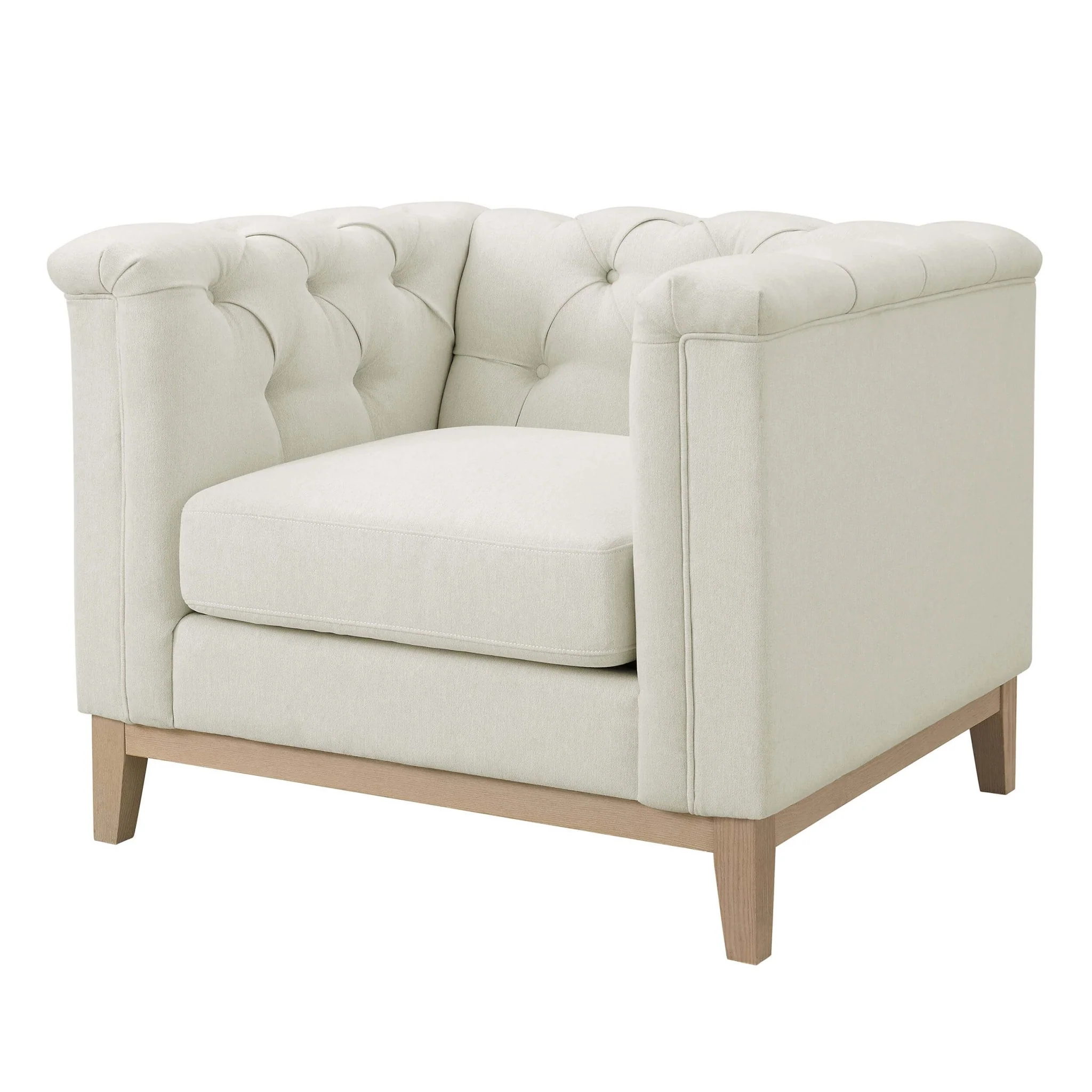 Chesterfield Armchair - Cream Linen - Image 3