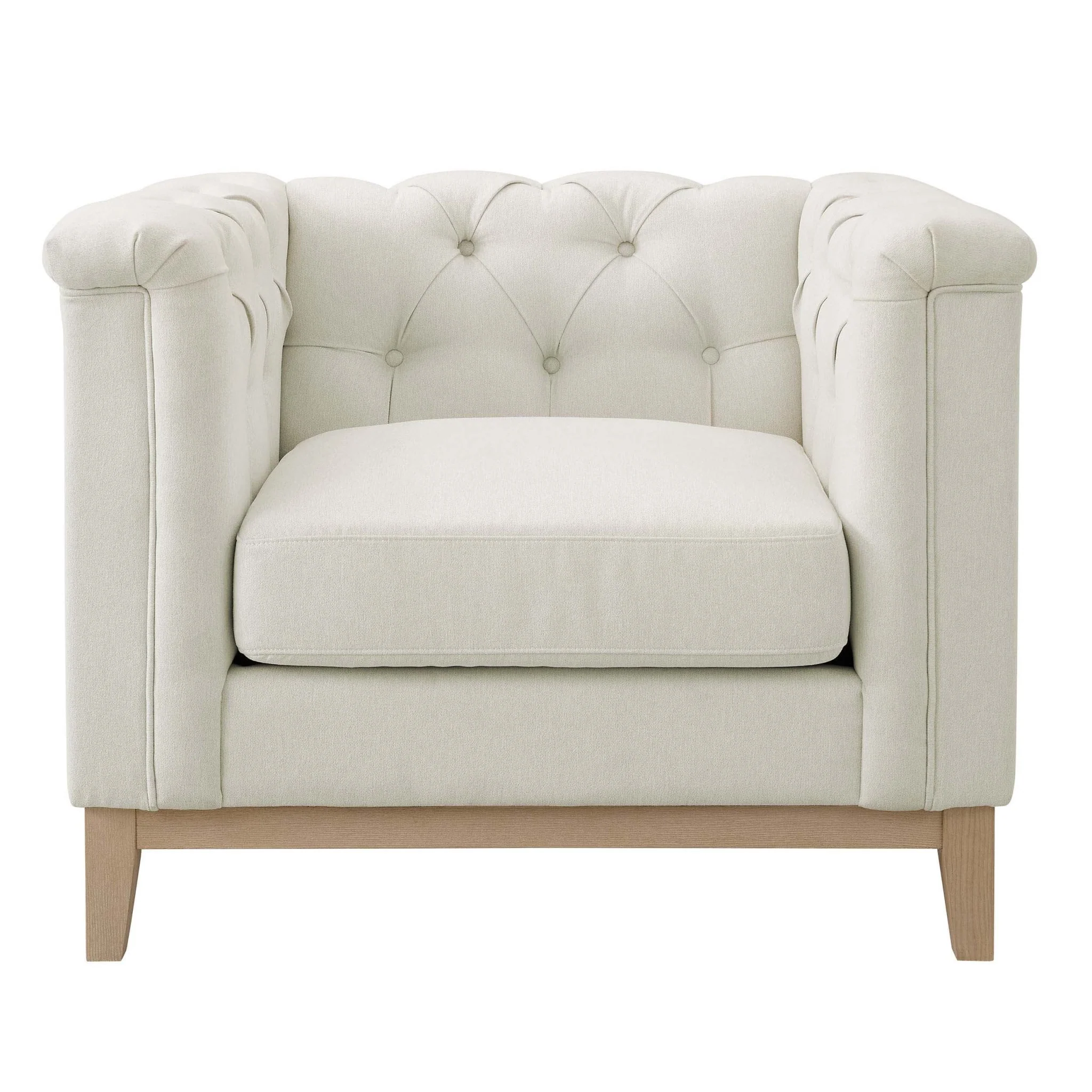 Chesterfield Armchair - Cream Linen - Image 4