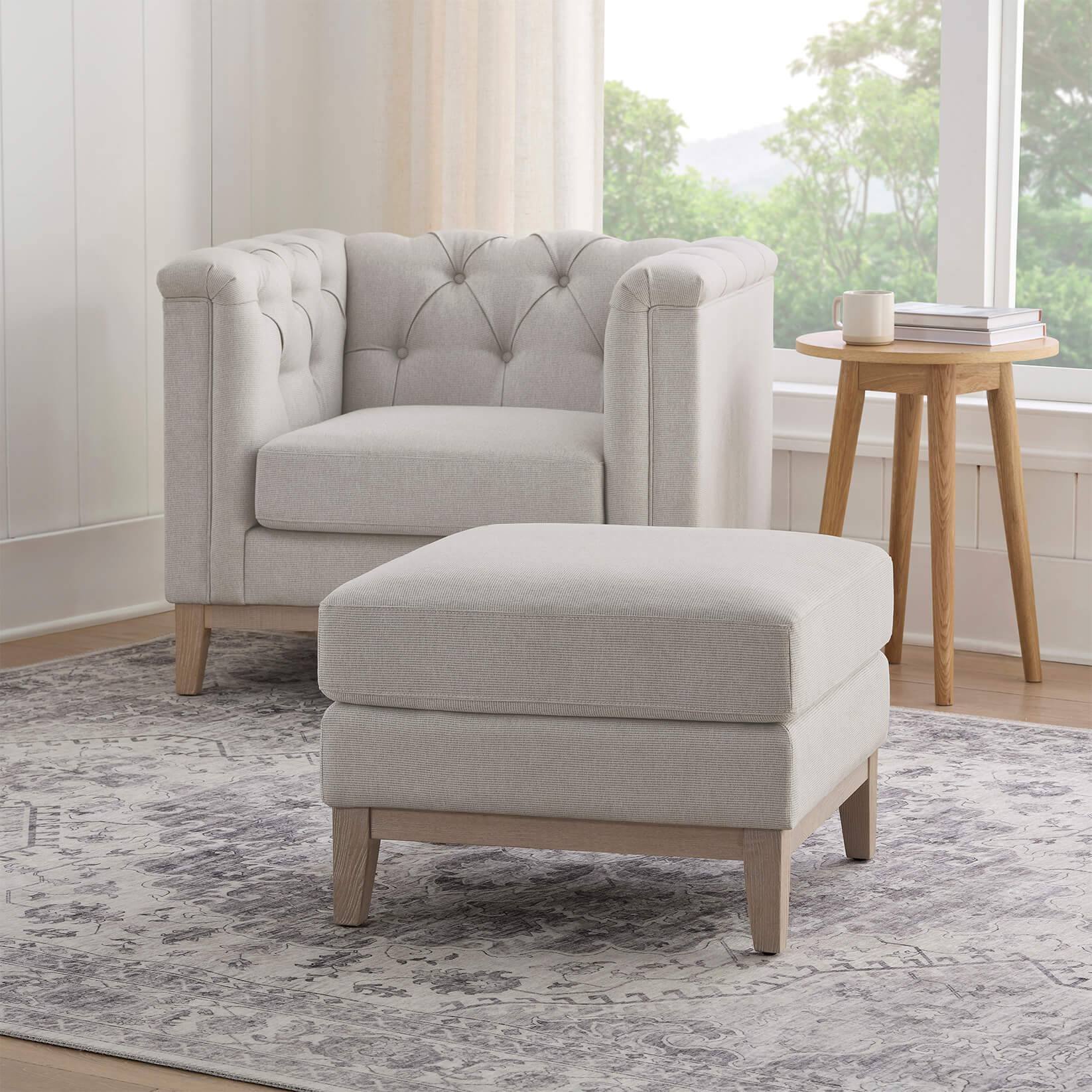 Chesterfield Armchair - Natural Stripe - Image 2