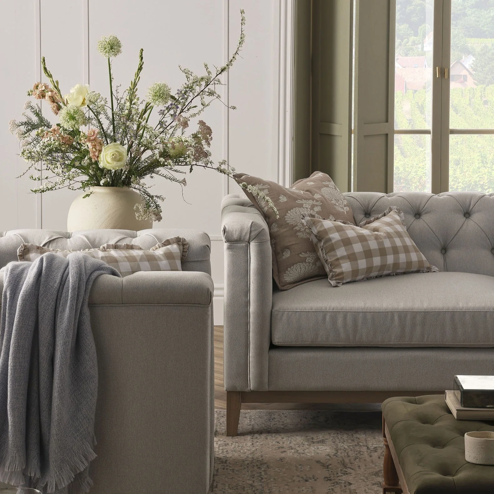 Chesterfield Armchair - Natural Stripe - Image 3