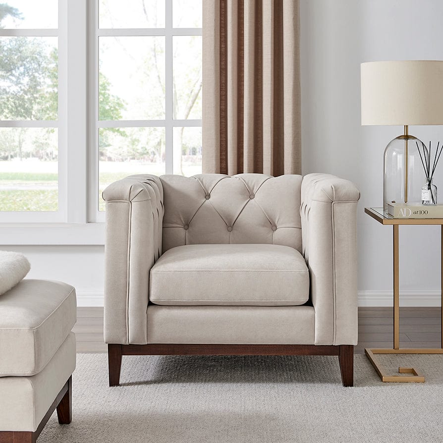 Chesterfield Armchair - Stone - Image 3