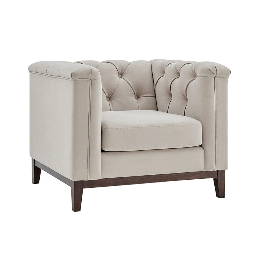 Chesterfield Armchair - Stone - Image 4