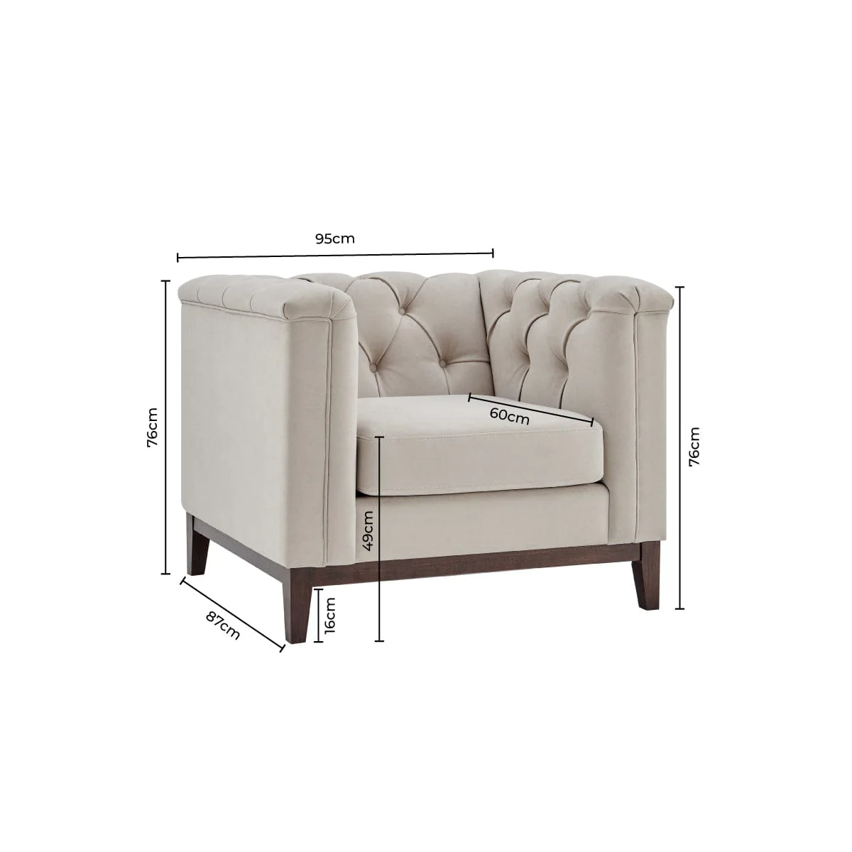 Chesterfield Armchair - Stone - Image 9