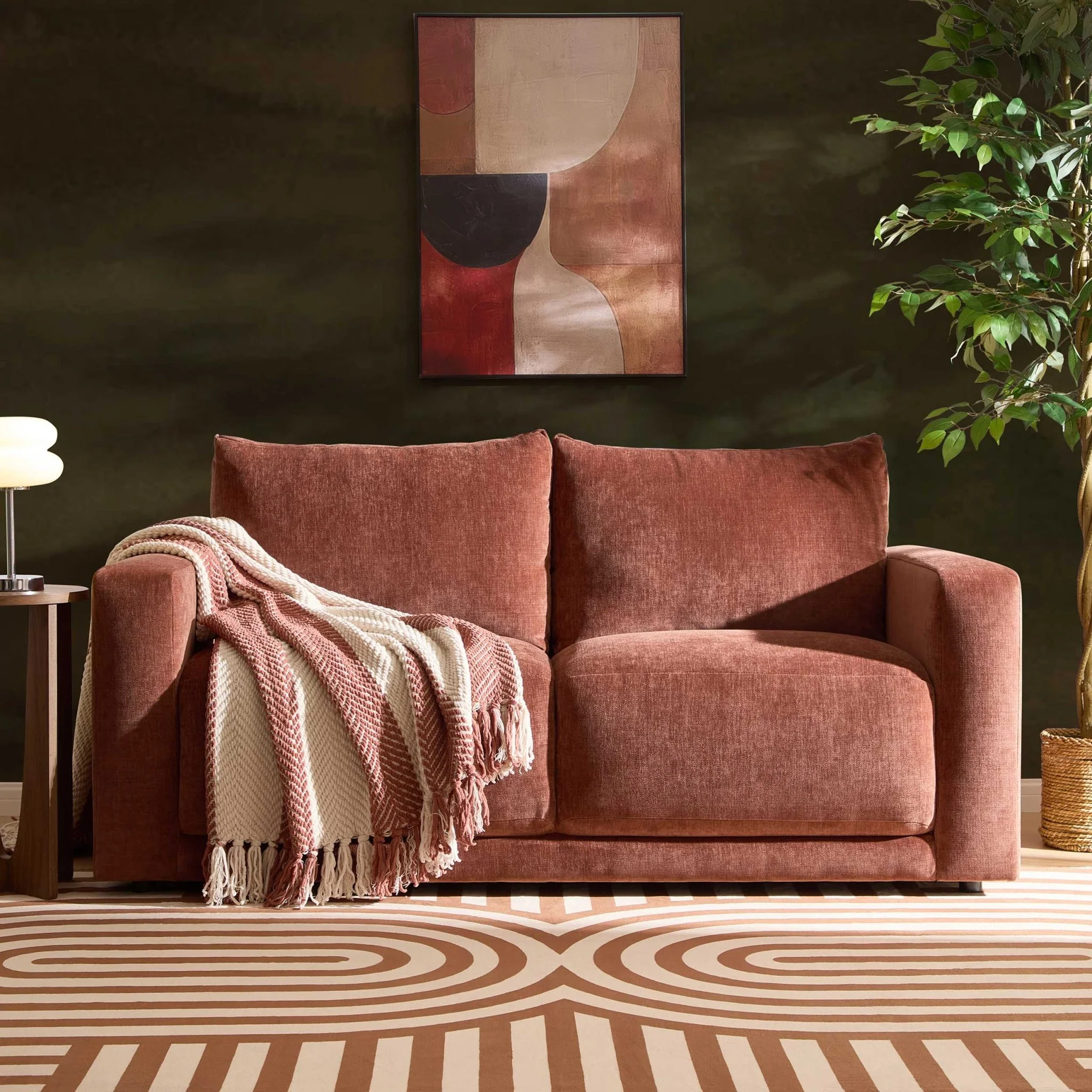 Chicago 2 Seater Sofa - Chenille Dark Rust - Image 5